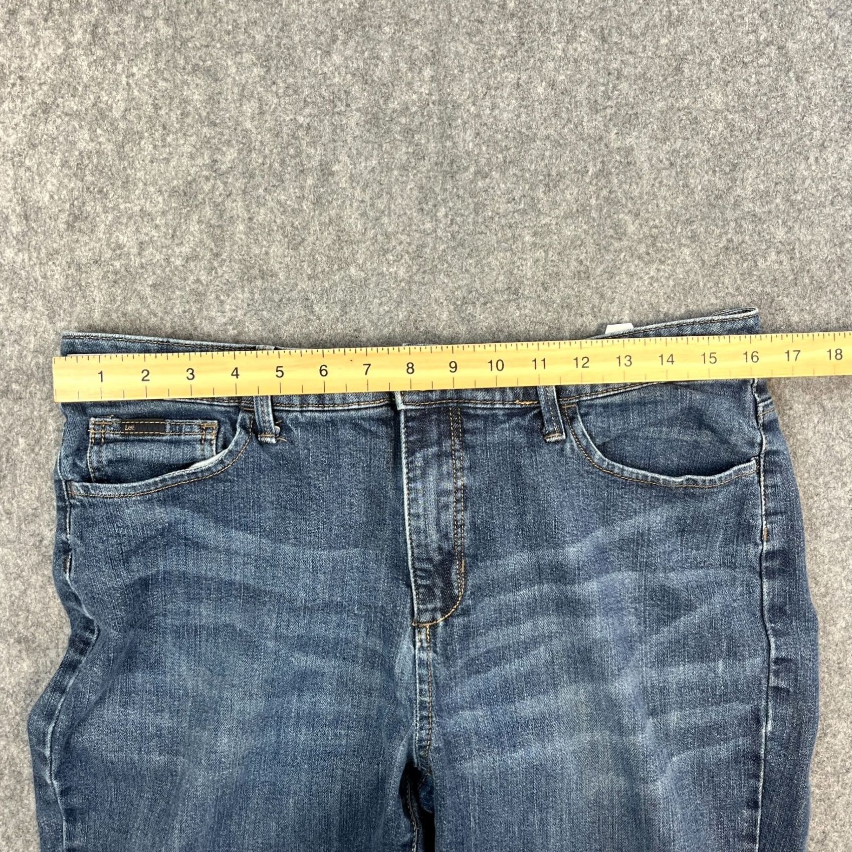 Lee Lee Womens Jeans Bootcut 32 30 UK14 Dark Wash Blue High Waist Denim Regular 5-Pocket Style Slimming Pockets Machine Washable Jeans Mens Womens Girls Size 36" / US 14 / IT 50 - 7 Thumbnail