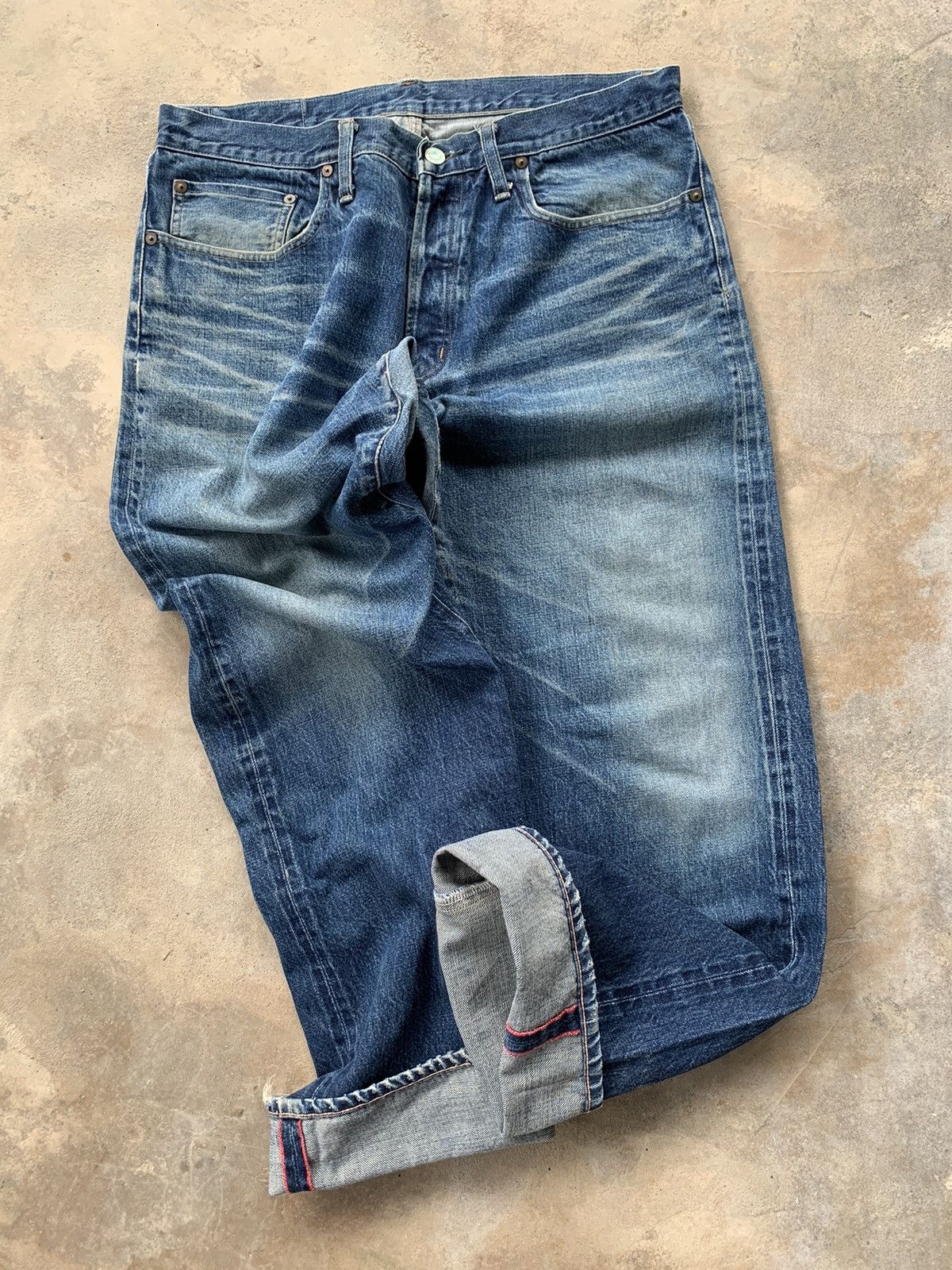 Japanese Brand vintage Okura Hr Market Selvedge Distressed denim Size US 34 / EU 50 - 4 Thumbnail
