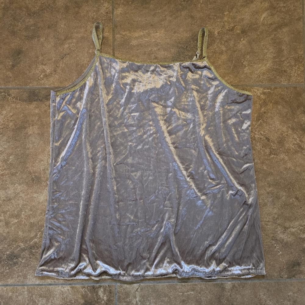 Designer Light Chocolate Velvet Lush Detailed Tank Size L / US 10 / IT 46 - 2 Thumbnail