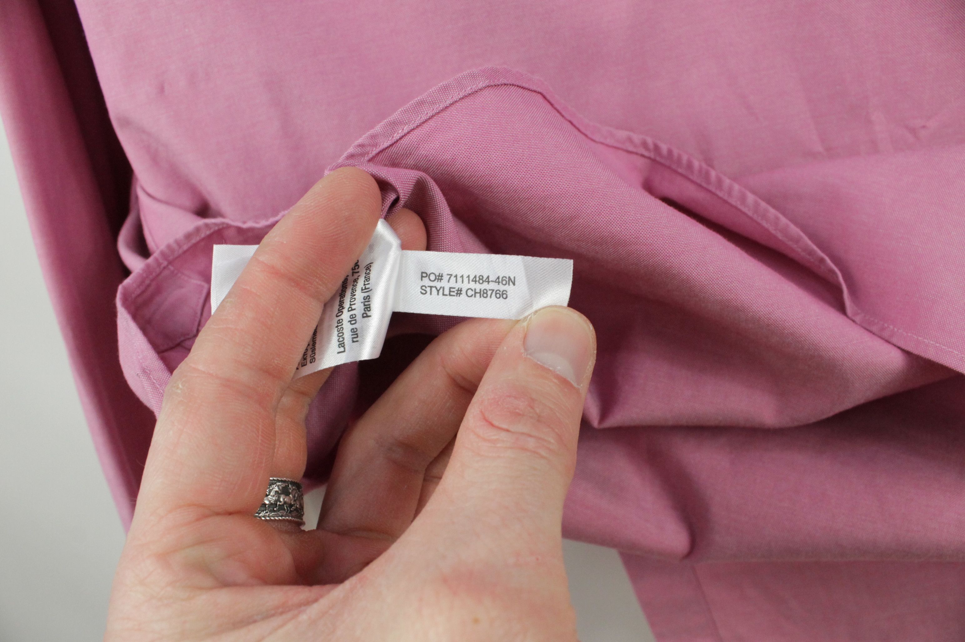 Designer × Lacoste Lacoste Woven Pink Cotton L/S Regular Fit Dress Shirt Size US L / EU 52-54 / 3 - 8 Thumbnail