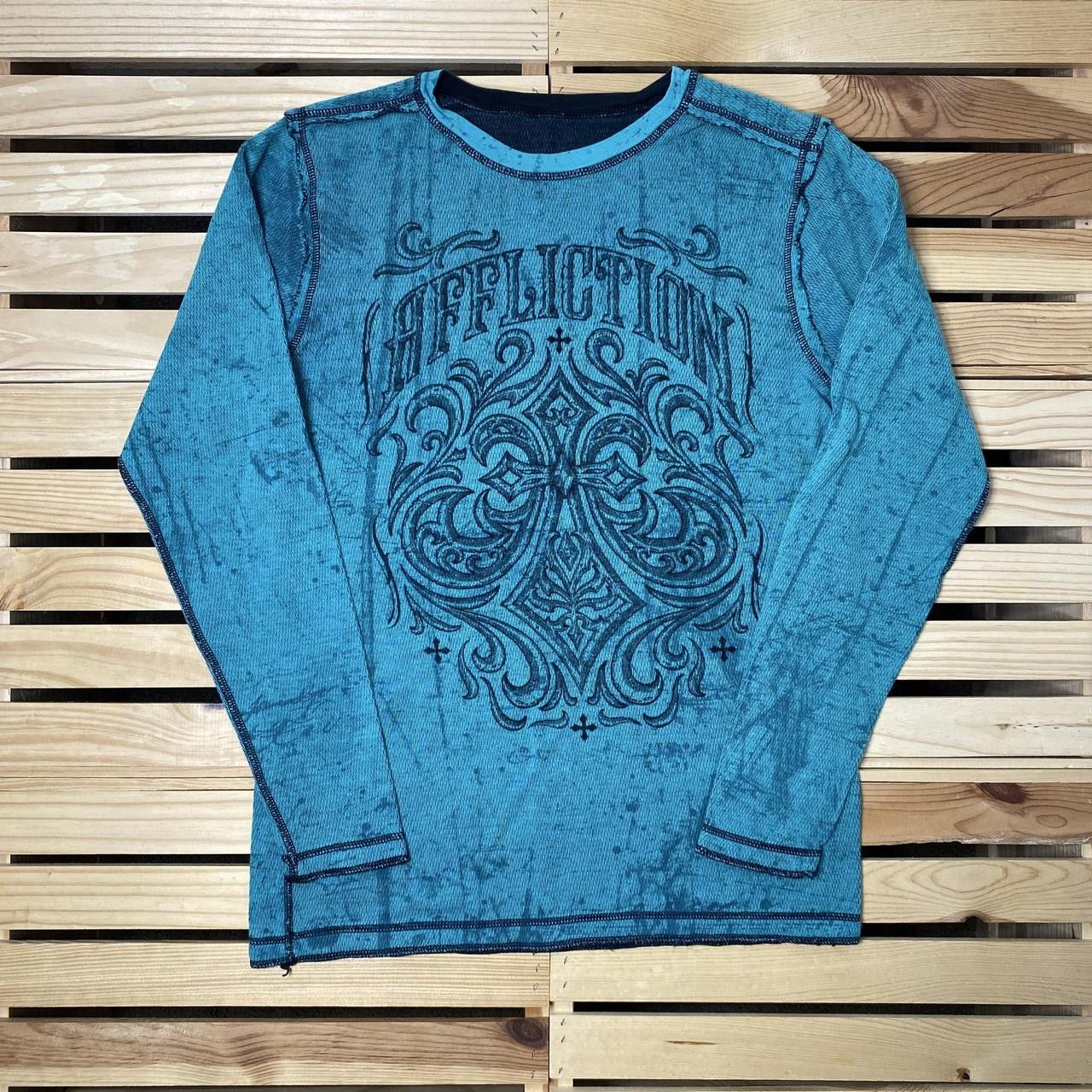Affliction Affliction Teal Y2K Reversible Thermal MMA Tee Size Large Size US L / EU 52-54 / 3 - 1 Thumbnail