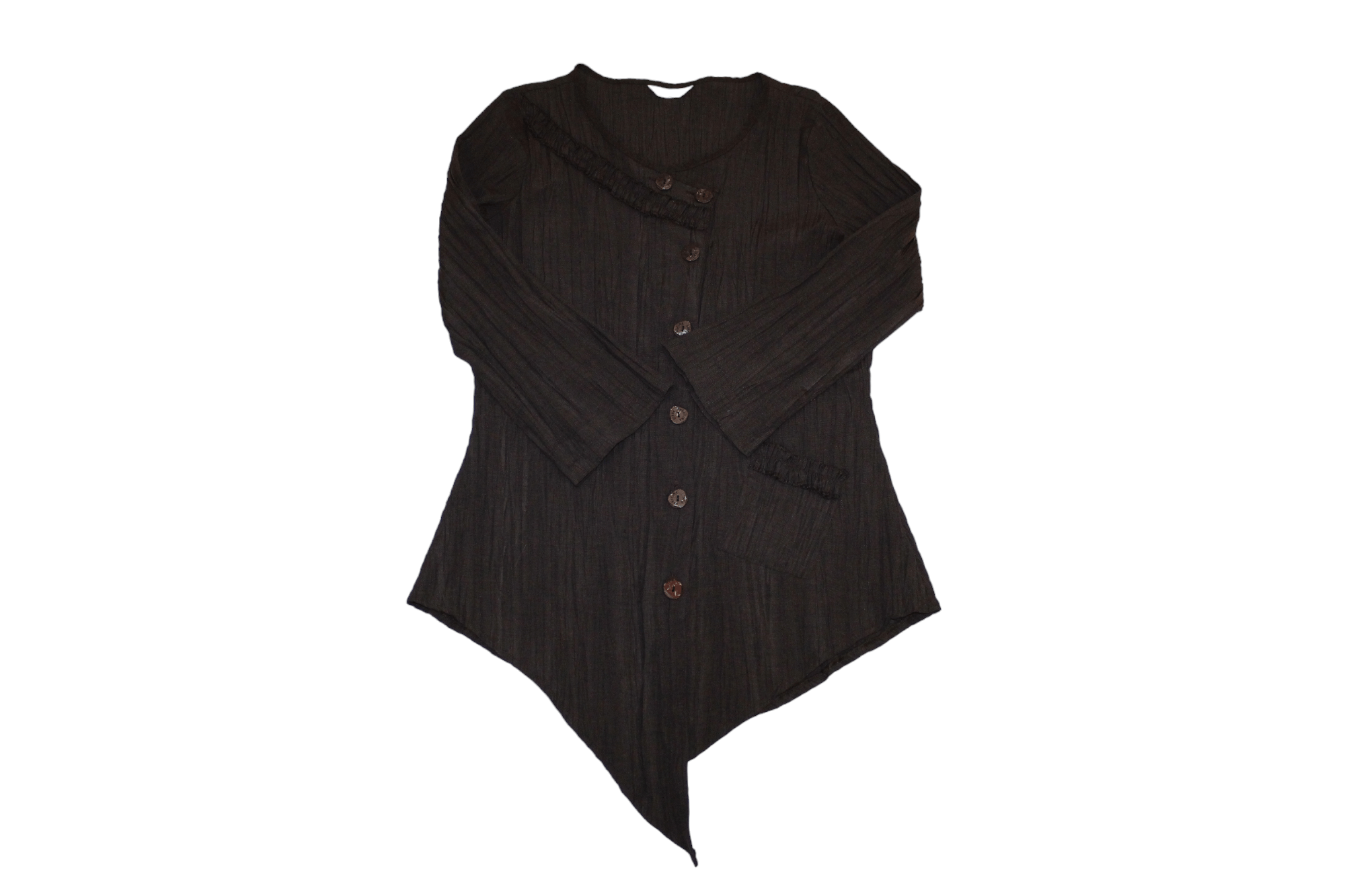 Beauty Beast 🔥 Sarafina Paris Plisse Crinkle Viscose Asymmetric Cardigan Size L / US 10 / IT 46 - 4 Thumbnail