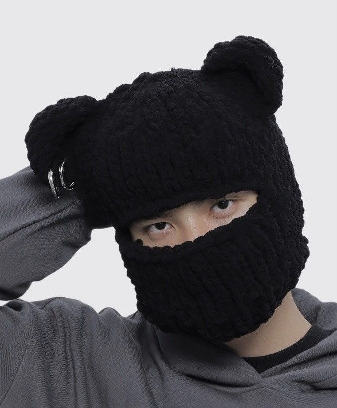 Japanese Brand Avant garde punk o-ring teddy bear balaclava beanie hat Size ONE SIZE - 1 Thumbnail