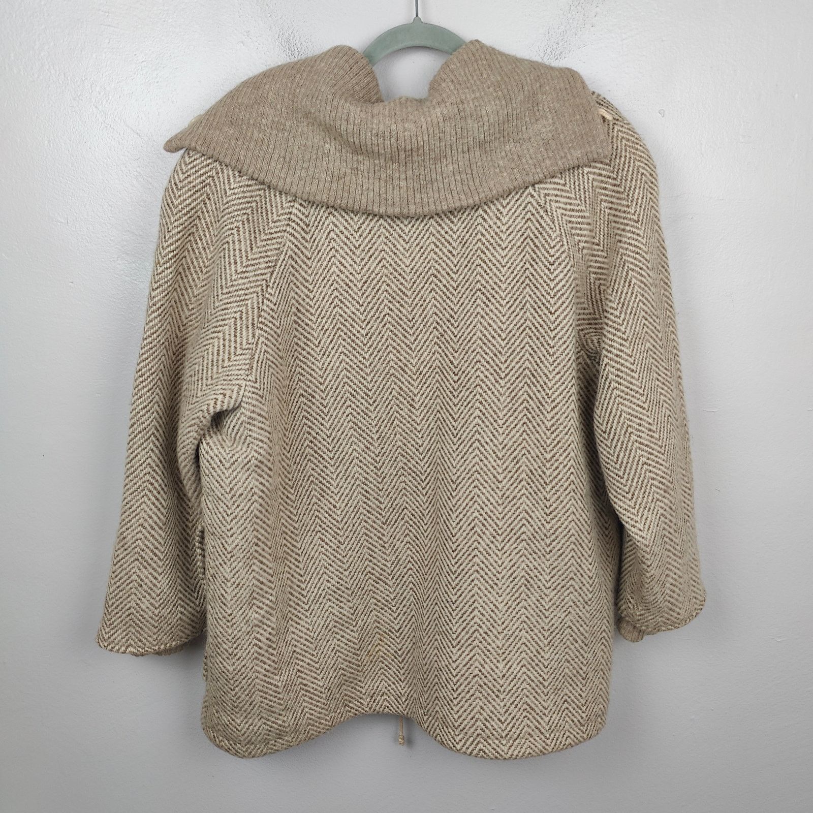 Other Landau Icelandic Wool Sweater Womens Large Tan Herringbone Size L / US 10 / IT 46 - 6 Thumbnail