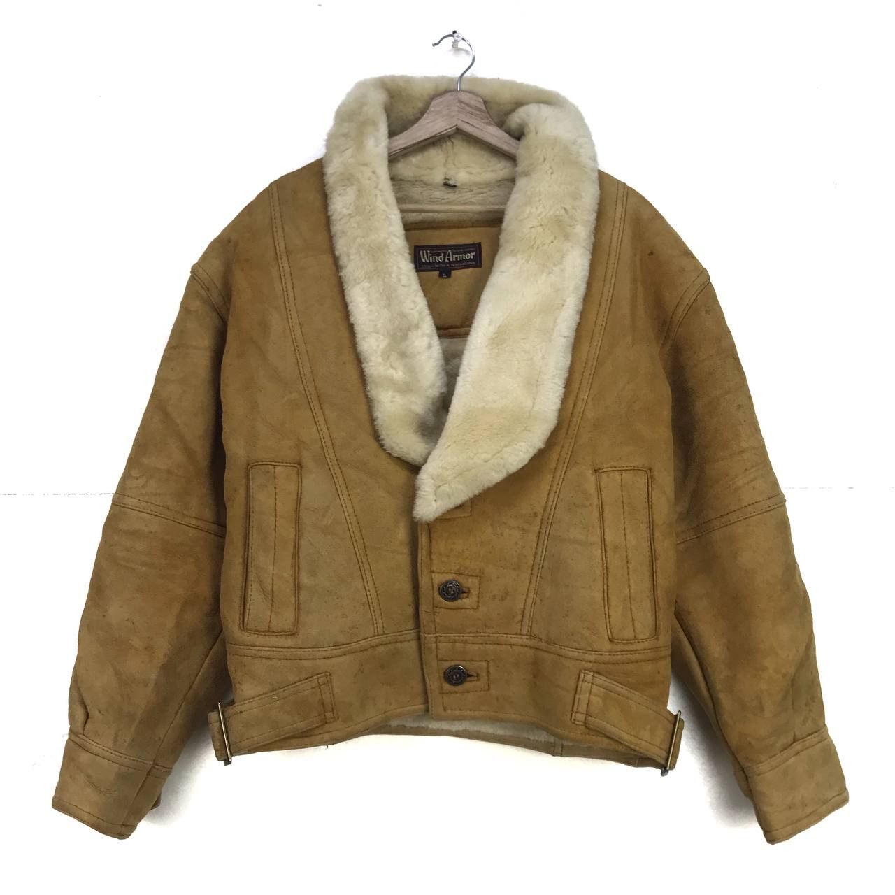 Genuine Leather Vintage Wind Armor Military Style Sheepskin Sherling Coat Size US M / EU 48-50 / 2 - 2 Thumbnail