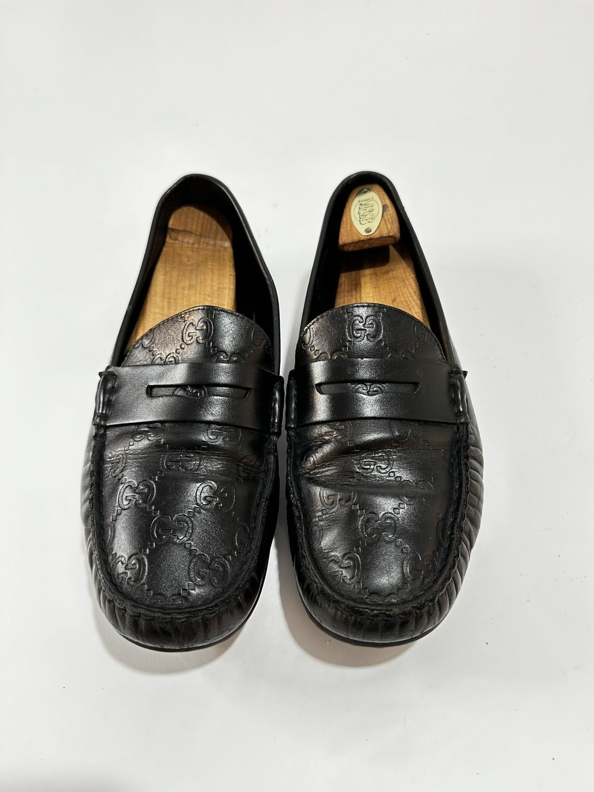 Gucci Gucci Monogram Black Leather Penny Loafers . Size US 8 / EU 41 - 1 Thumbnail