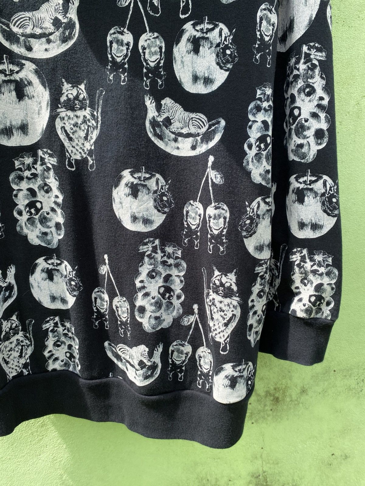 Japanese Brand Scolar AOP Animal Fruit Hoodie Black Zip Up Unique Pattern Size ONE SIZE - 14 Thumbnail