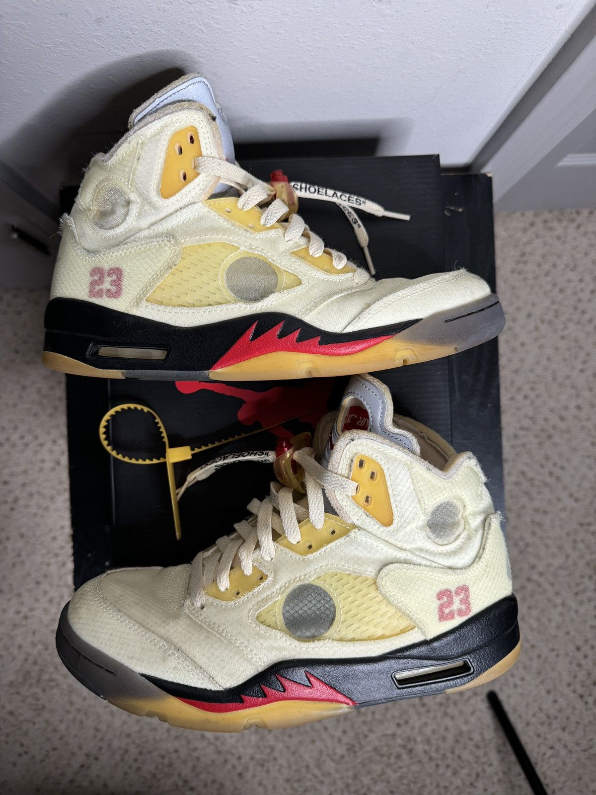 image of Jordan Nike Off-White Air Jordan 5 Sp ‘Sail’ Shoes in Beige, Men's (Size 8)