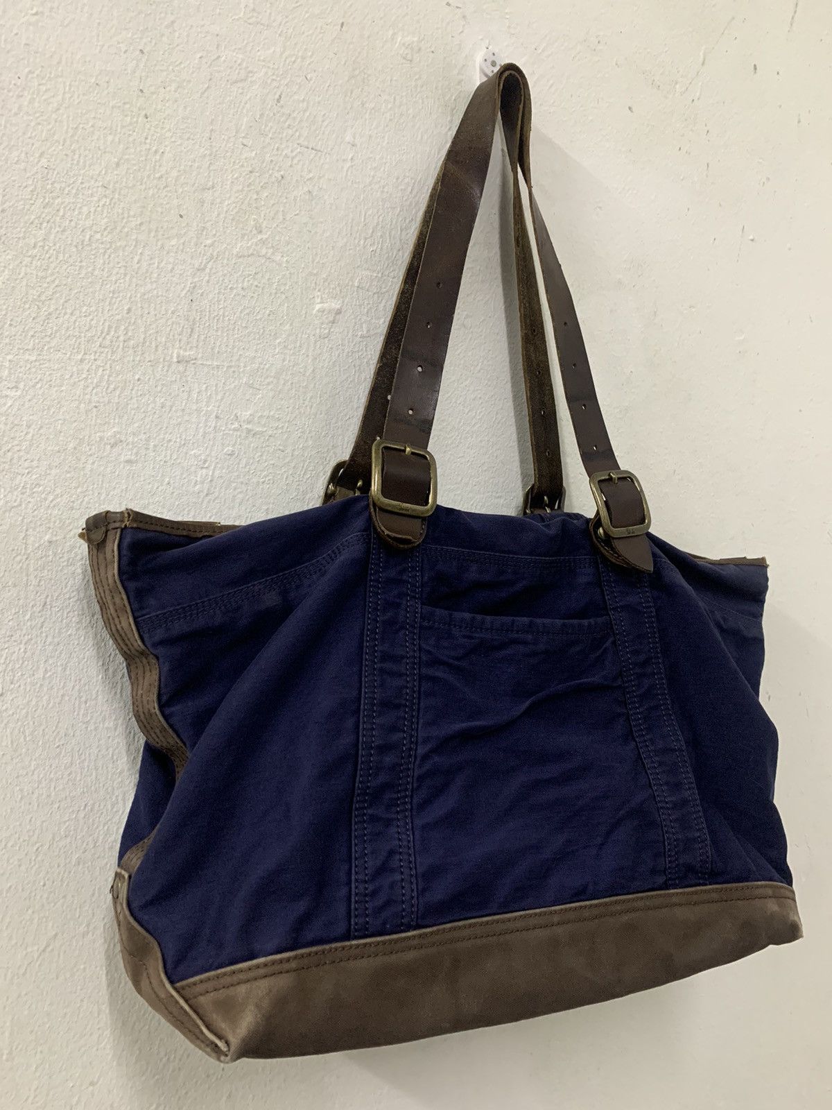 Japanese Brand TIE IN Cotton Bag Leather Trimming Size ONE SIZE - 3 Thumbnail