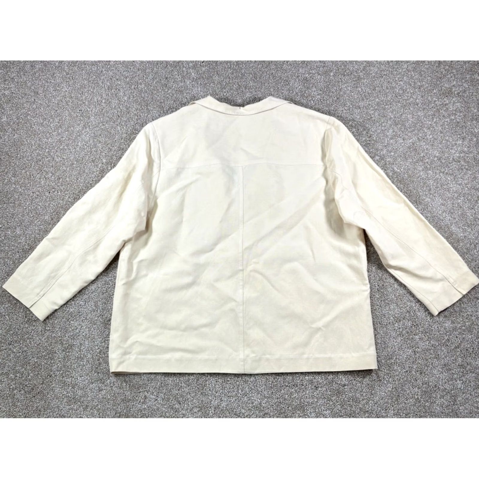 Vintage Kate Hill Silk Linen Top Blouse Long Sleeve Beige M Women Classic Knit Vintage Button Collared Pockets All Seasons Casual Business Size M / US 6-8 / IT 42-44 - 7 Thumbnail