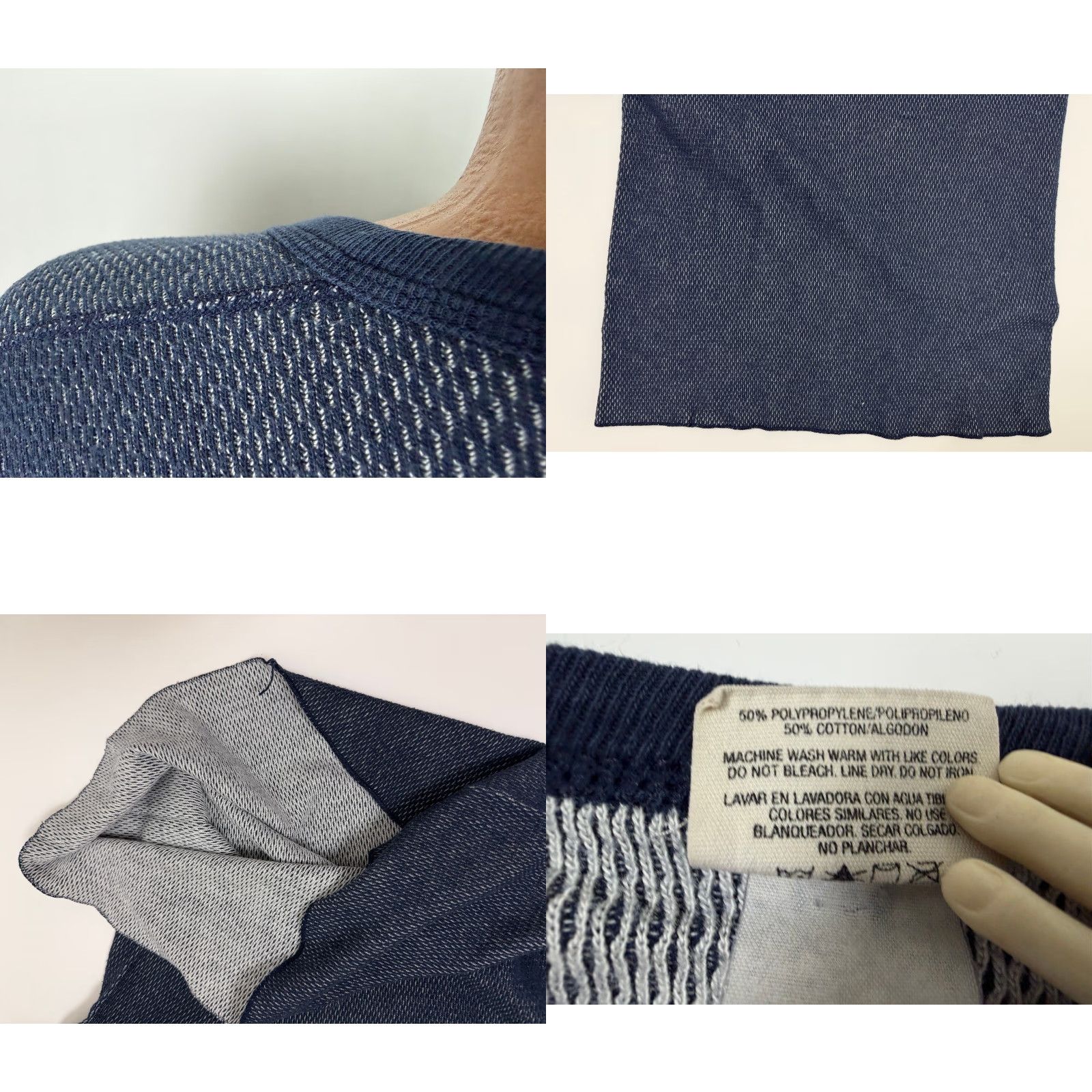 Vintage VINTAGE Morgan Mills Waffle-Knit Thermal Shirt Men XL Navy Outdoor Cold Weather Grunge Hipster Midweight Stretch T-Shirt Size US XL / EU 56 / 4 - 8 Thumbnail