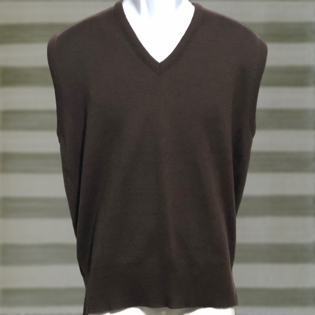 Sears VINTAGE Sears sweater vest XL brown V-Neck Knit Slim/Soft Preppy academia Men Size US XL / EU 56 / 4 - 1 Thumbnail