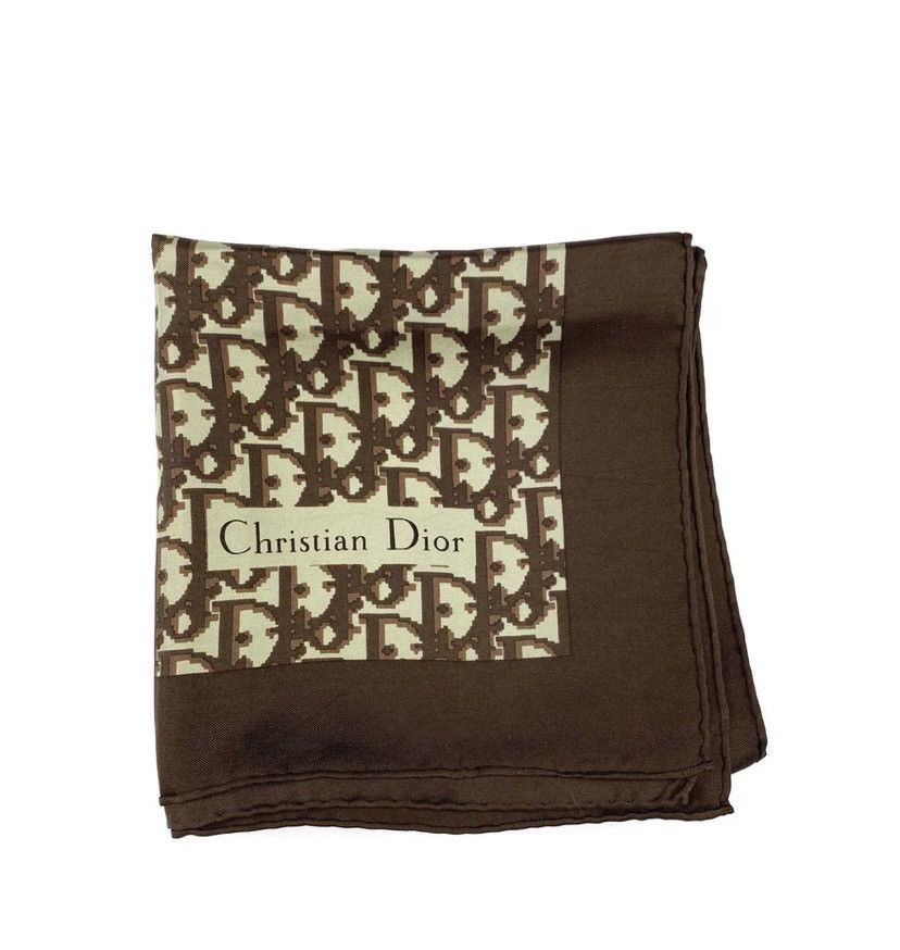 Christian Dior Monsieur Vintage Christian Dior Monogram Silk Brown Scarf Size ONE SIZE - 3 Thumbnail