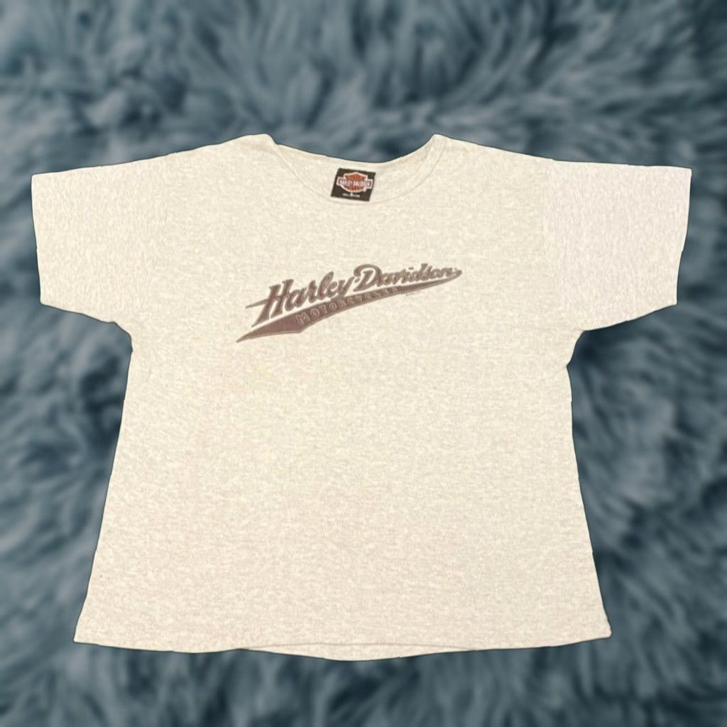 Harley Davidson VINTAGE Harley-Davidson Spell Out Logo Atlantic City 1999 Shirt Womens Large Gray 90s Biker Grunge Punk T-Shirt Size L / US 10 / IT 46 - 1 Thumbnail