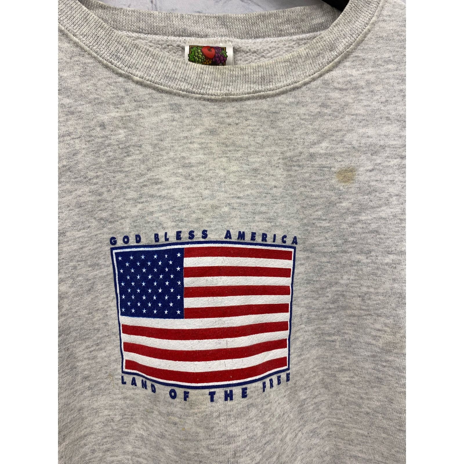 Fruit Of The Loom Vintage Preshrunk Heavy "Cotton God Bless America"Sweaer L Size US L / EU 52-54 / 3 - 5 Thumbnail