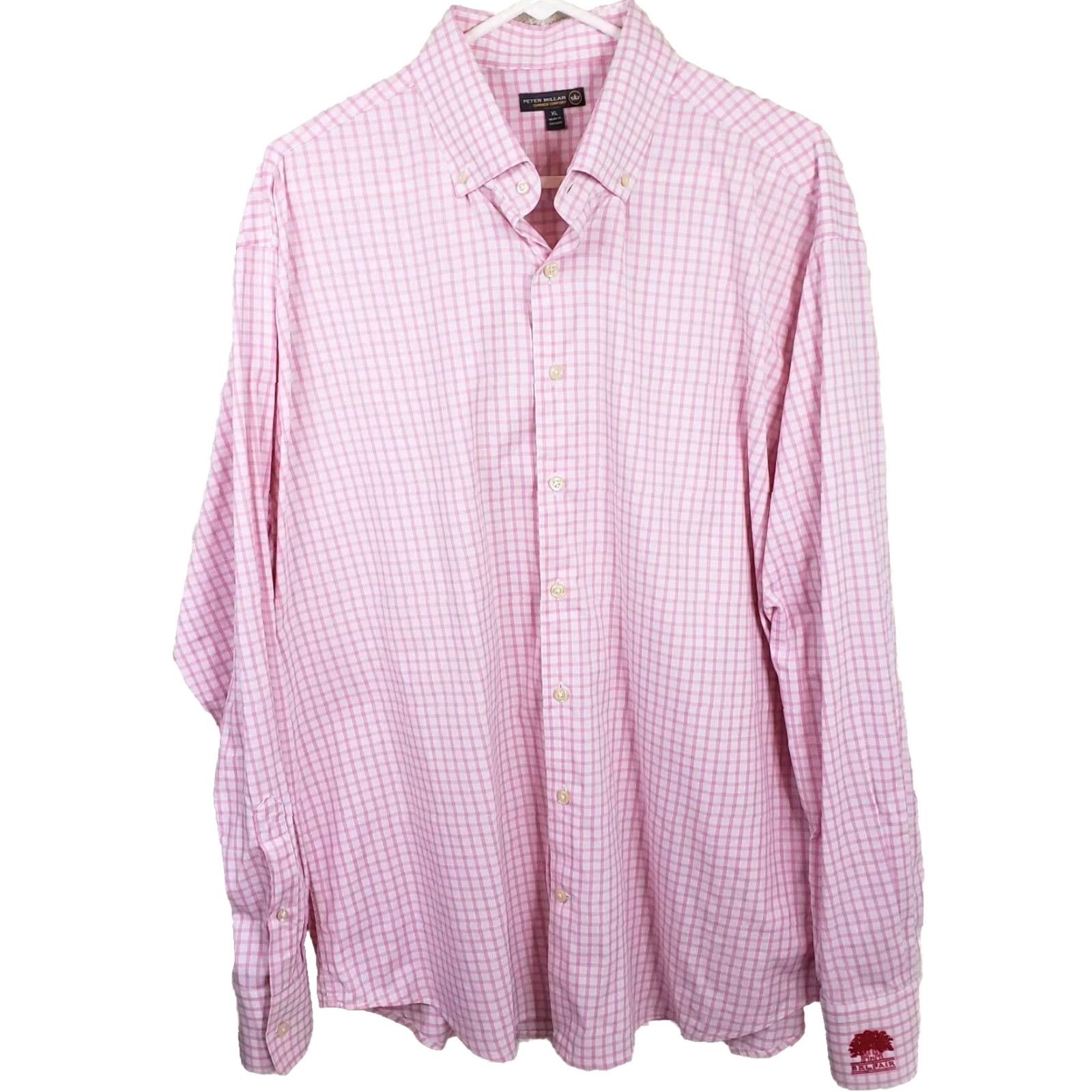 Peter Millar VINTAGE? No. Peter Millar Summer Comfort Pink Check Shirt XL Mens Long Sleeve Button-Up Dress Shirt Size 46R - 2 Thumbnail