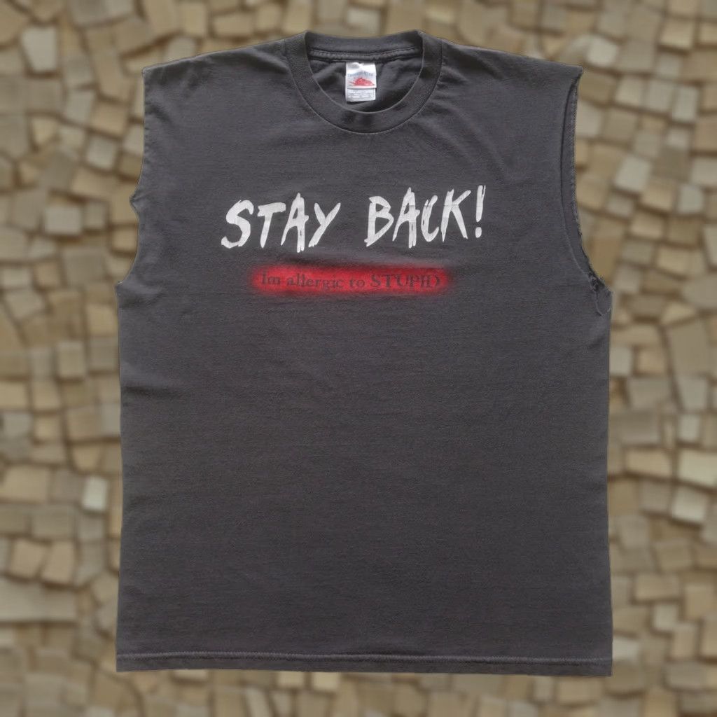 Vintage VINTAGE Funny 90s Stay Back Stupid Faded Sleeveless T Shirt Tennessee River Mens L Gray Cotton Shirt Size US L / EU 52-54 / 3 - 1 Thumbnail