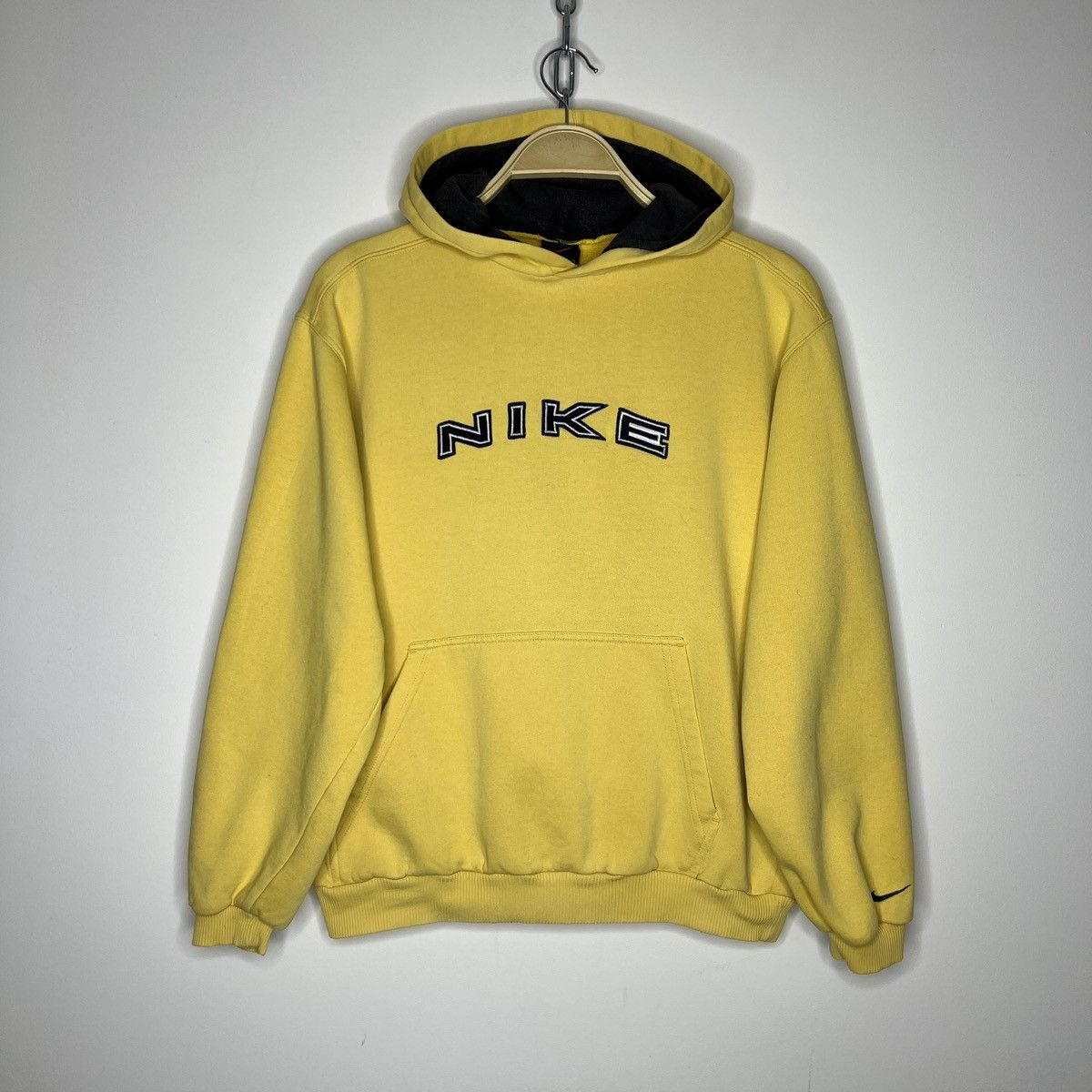 Nike × Vintage Vintage Nike Hoodie Sweatshirt Yellow Big Spellout Logo 90s Size US M / EU 48-50 / 2 - 1 Thumbnail