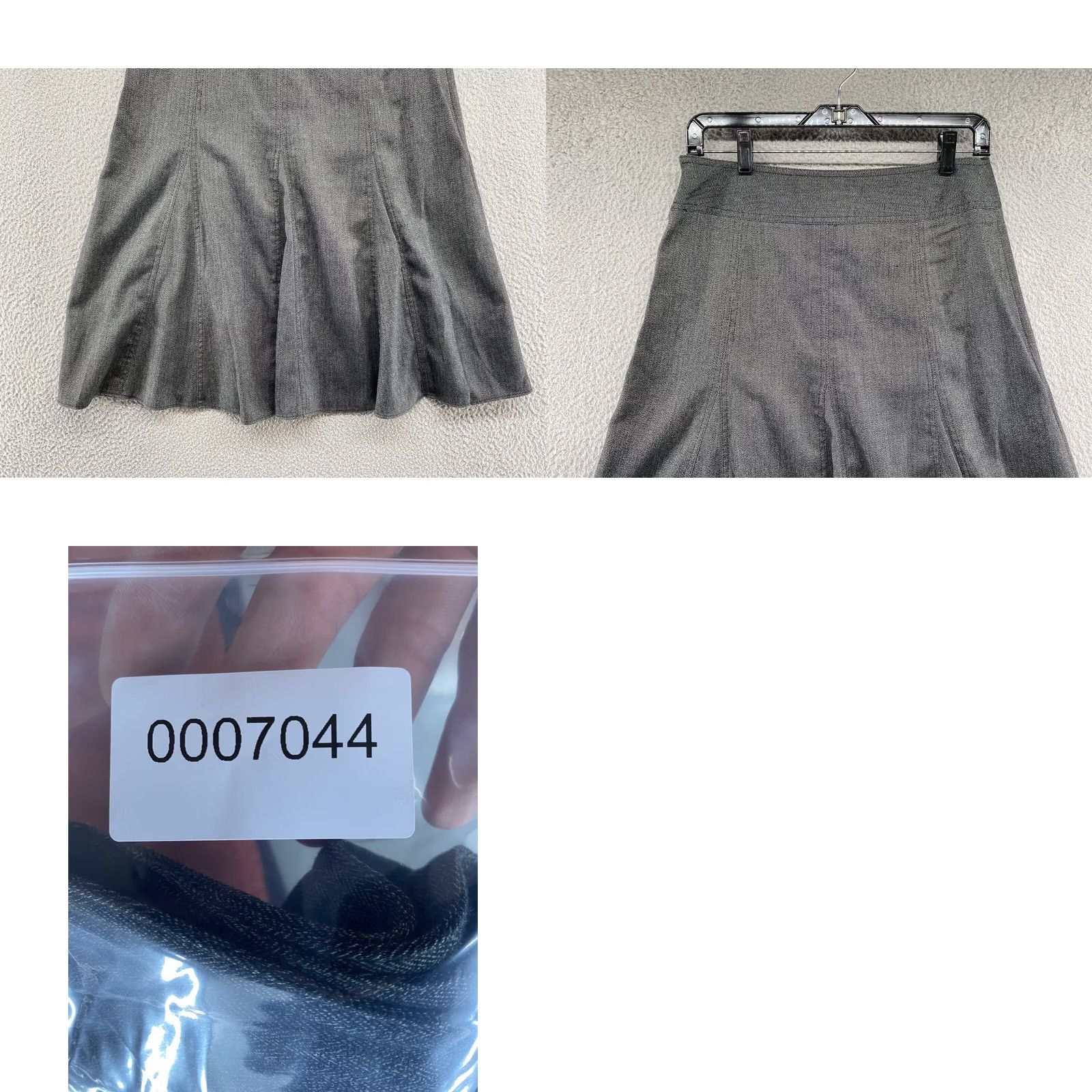 Vintage VINTAGE Darjoni Womens Gray Flared Knee Midi Skirt 6 Petite, Check, Polyester / Rayon / Elastane, Zip, Flat Front, Classic, All Seasons, 90s? Size 28" / US 6 / IT 42 - 8 Thumbnail