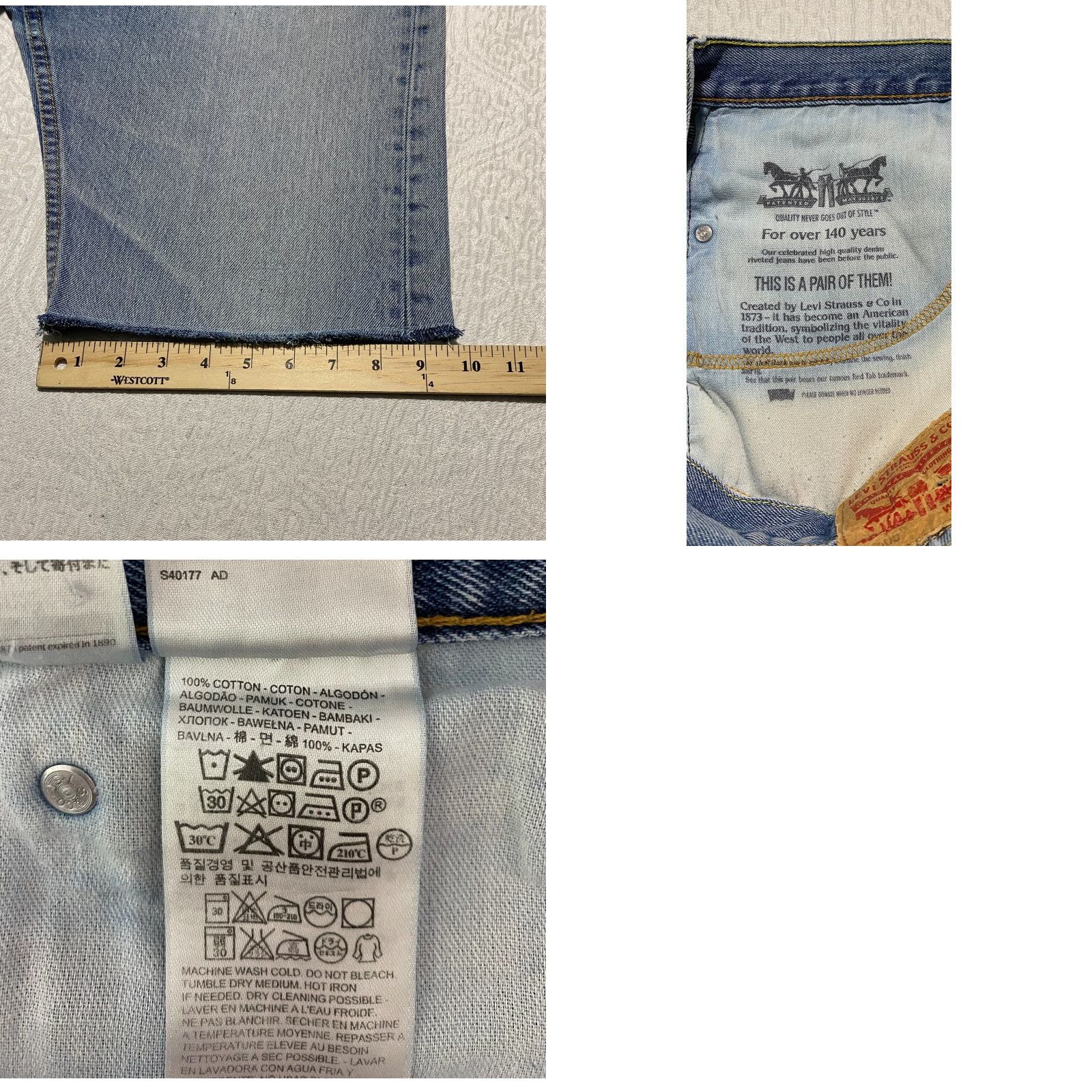 Levi's VINTAGE Levi's 505 Jean Shorts Mens 36×11 Blue Hemmed Denim Distressed Pockets Bermuda Casual 5-Pocket Design Men Shirt? Size US 36 / EU 52 - 8 Thumbnail