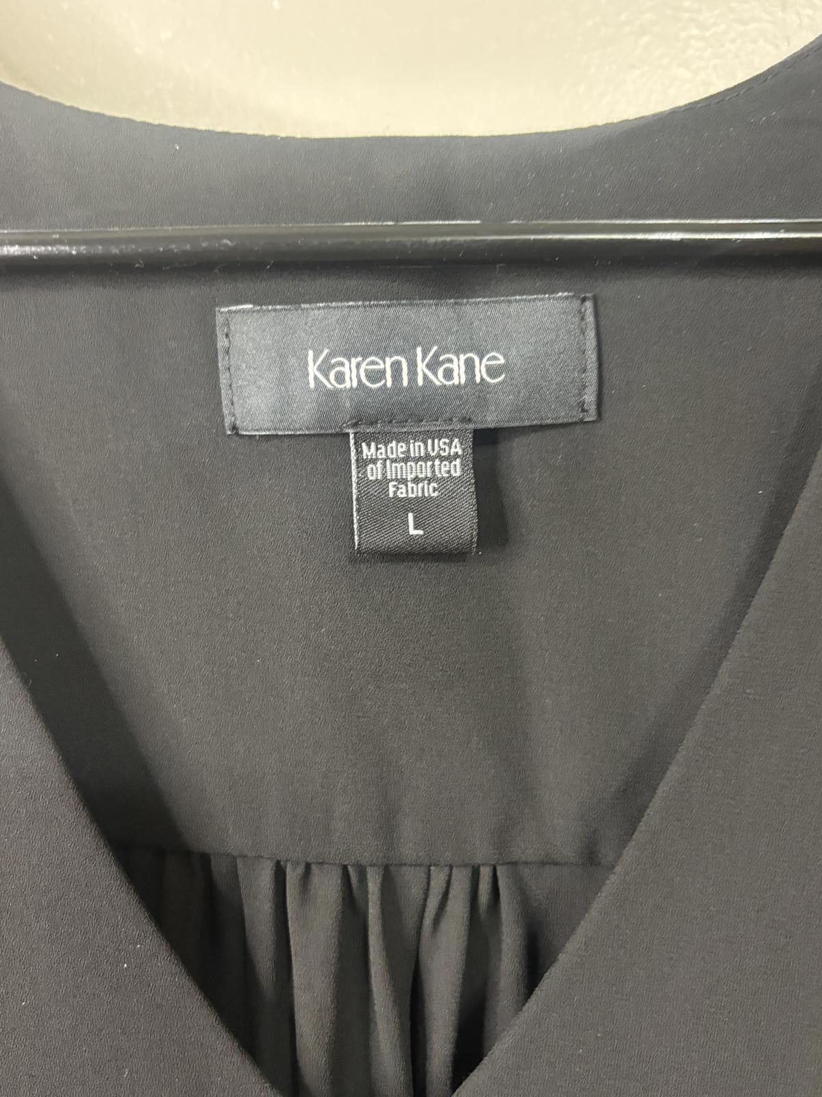 Designer Karen Kane Black Ruffle Sleeve Blouse - Size L Size L / US 10 / IT 46 - 2 Thumbnail