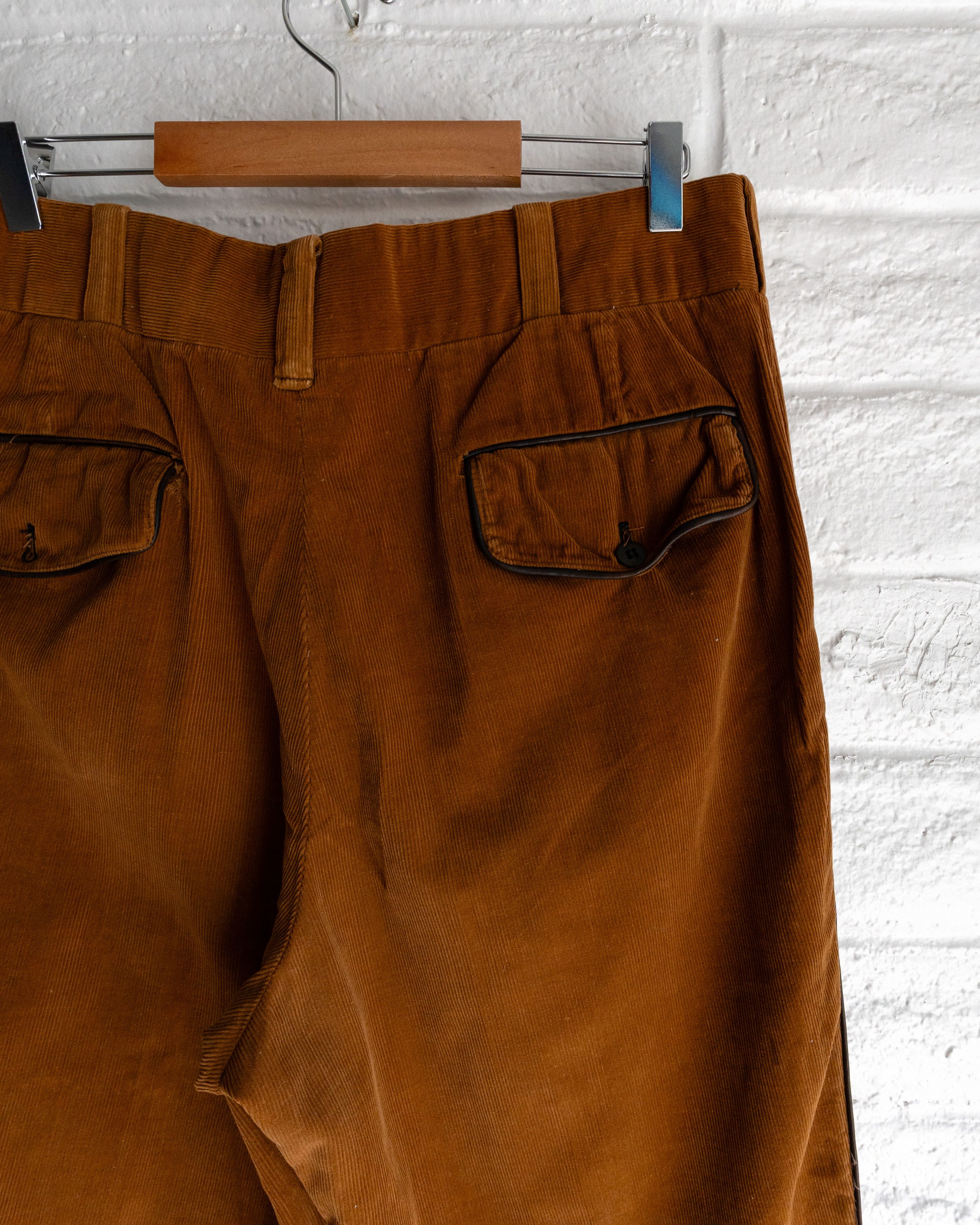 Vintage Vintage 1970s Brown Corduroy Trouser Pants Leather Trim Size US 34 / EU 50 - 7 Thumbnail