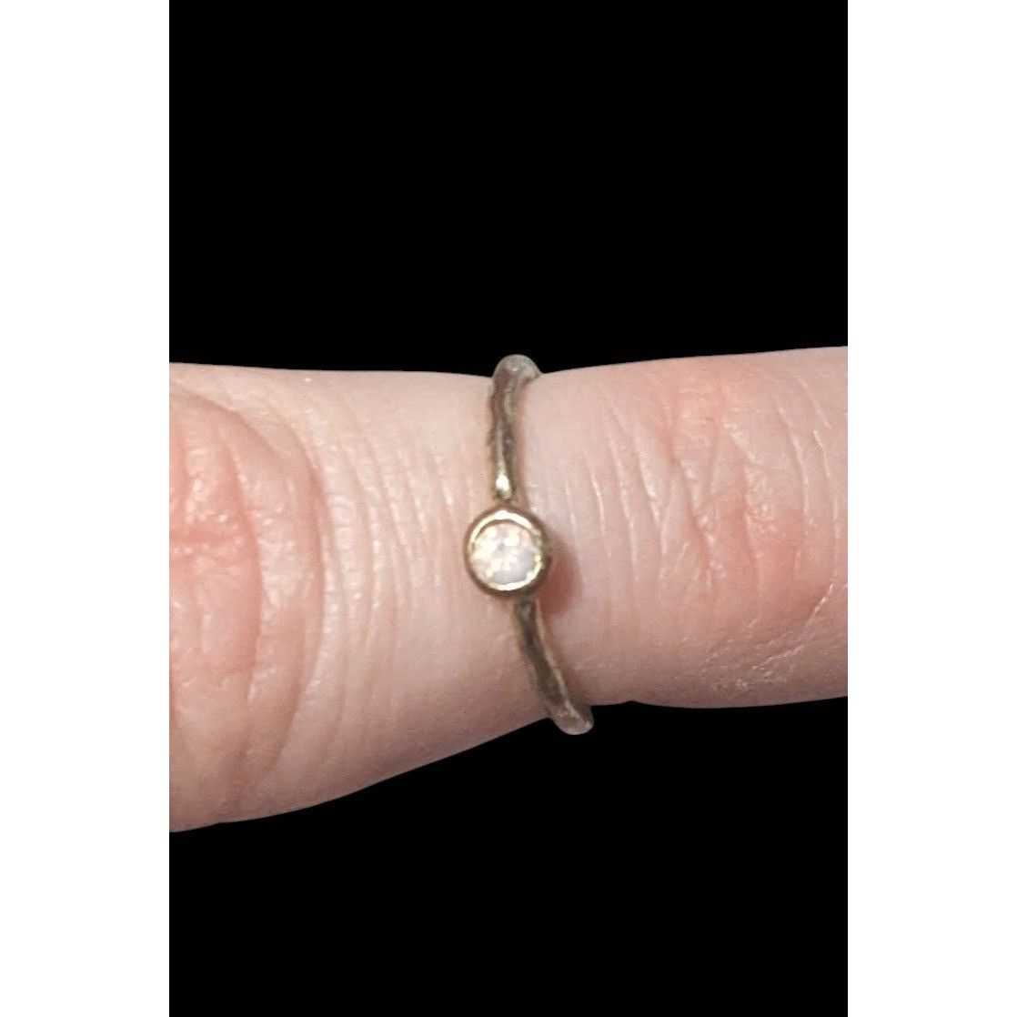 Other Minimalist Gold Tone Textured Ring With Tiny Pastel Pink Sto Size ONE SIZE - 3 Thumbnail