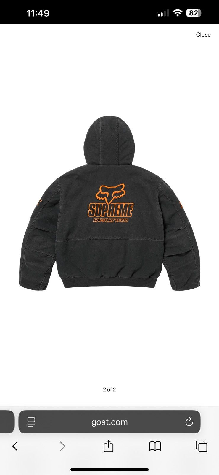 Fox Racing × Supreme 2025 Supreme x Fox Racing Hooded Work Jacket 'Black' Size US L / EU 52-54 / 3 - 2 Thumbnail