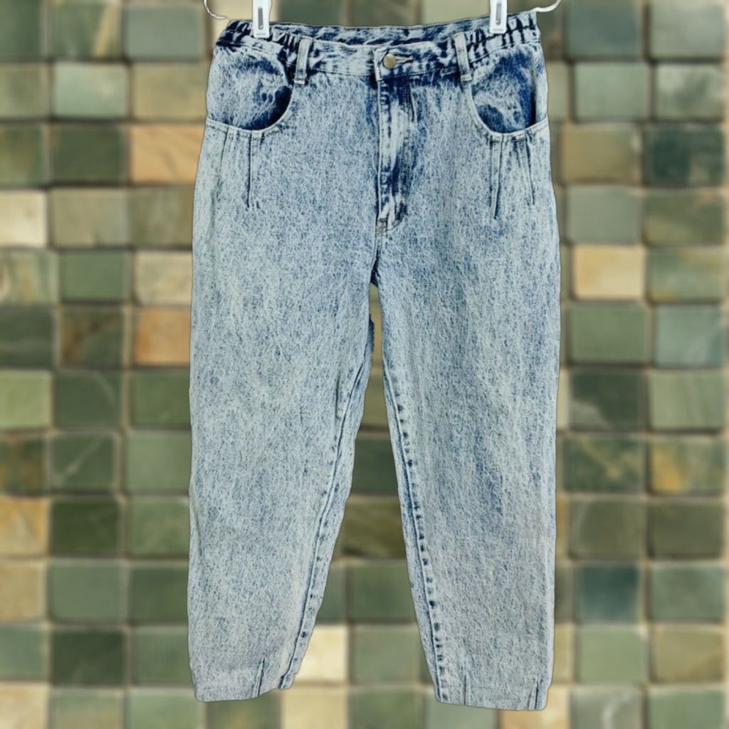 Vintage VINTAGE Gitano Acid Wash Tapered Mom Jeans Destroyed Grunge 12 Short 1990s Blue Cotton Womens Jeans Gitano Short 12 Womens Size 34" / US 12 / IT 48 - 1 Thumbnail