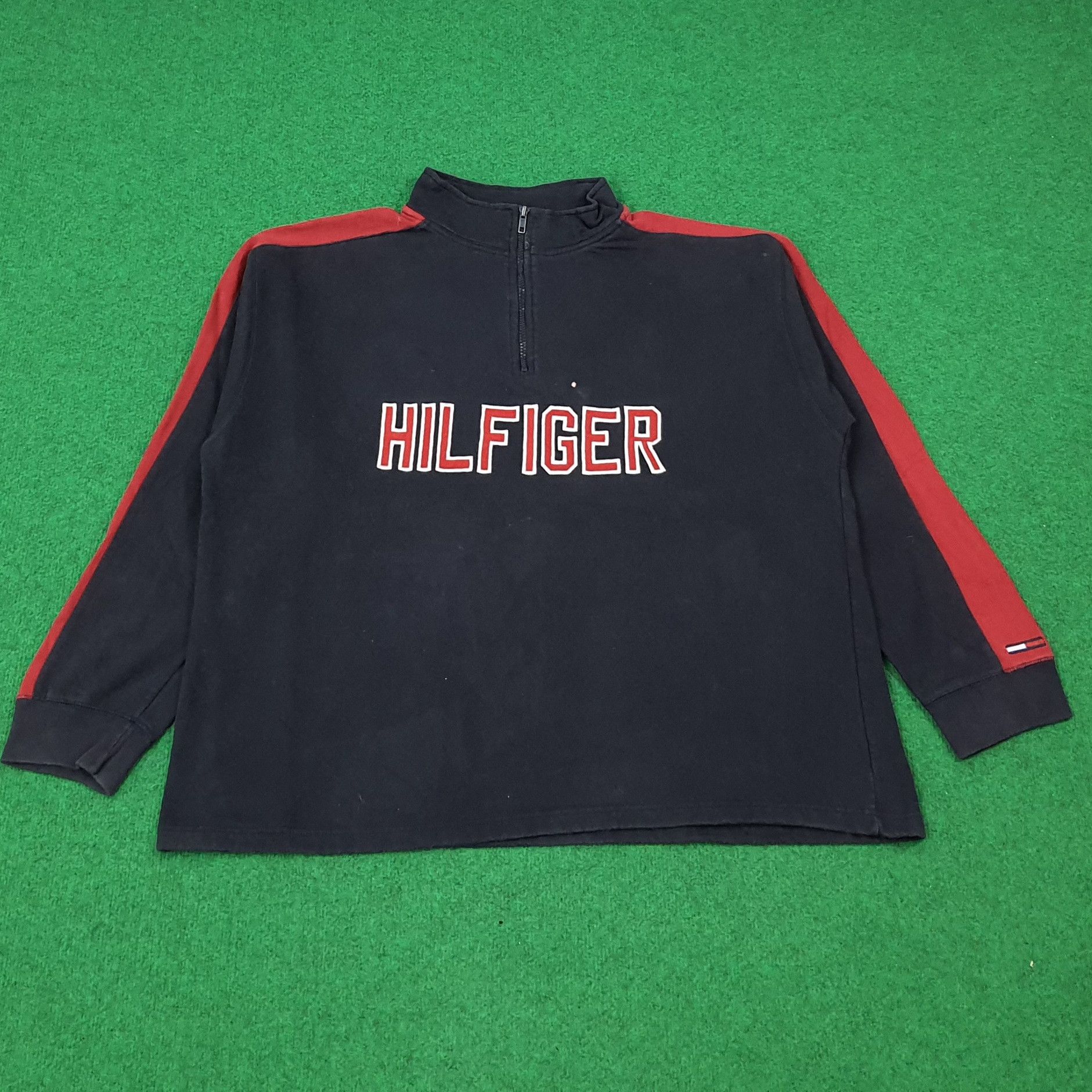 Tommy Hilfiger Vintage Tommy Jeans Hilfiger Half Zipper Sweatshirt C273N28 Size US XL / EU 56 / 4 - 1 Thumbnail