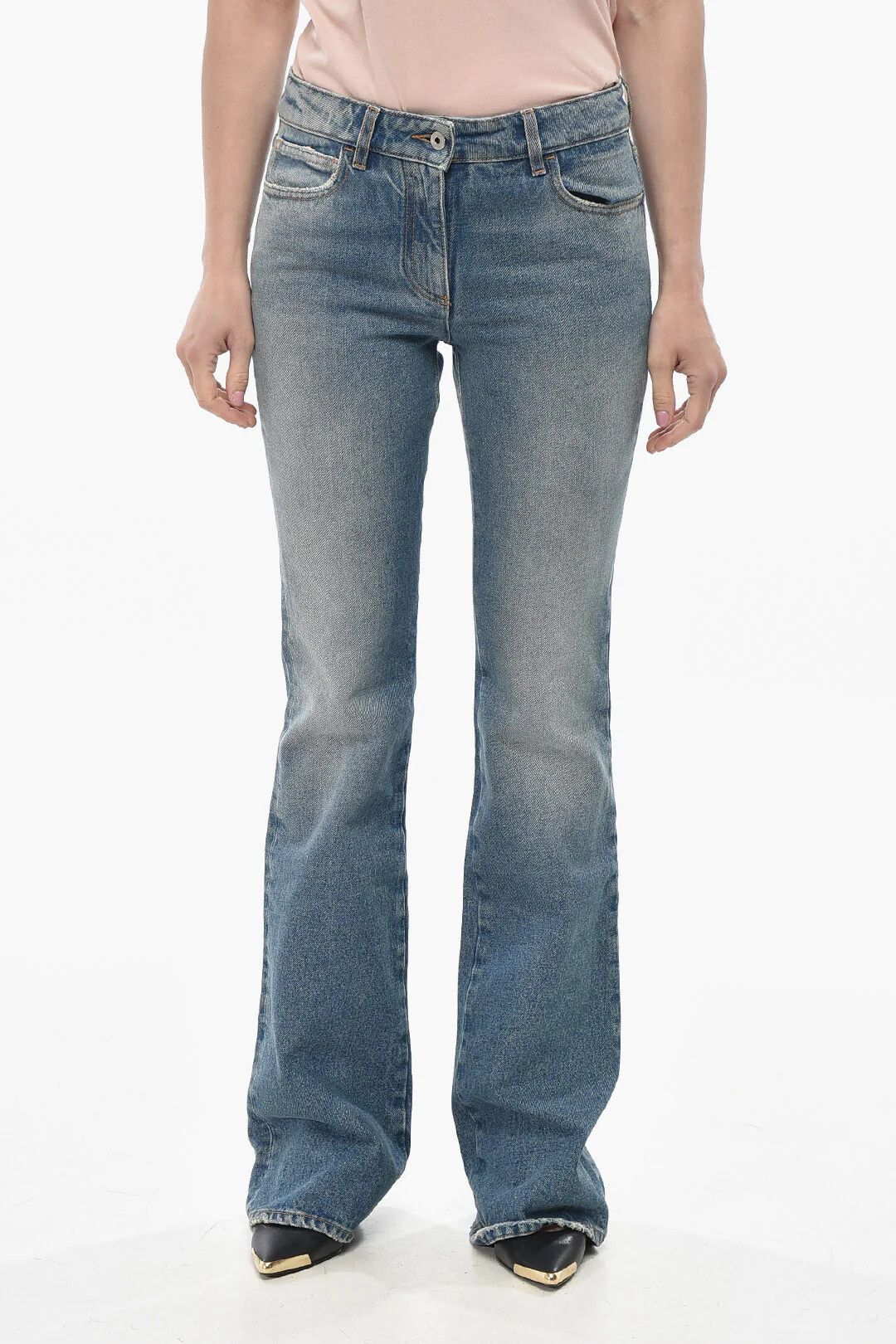 Off-White og1mm0426 Denim Bootcut Jeans in Blue Size 29" - 1 Thumbnail