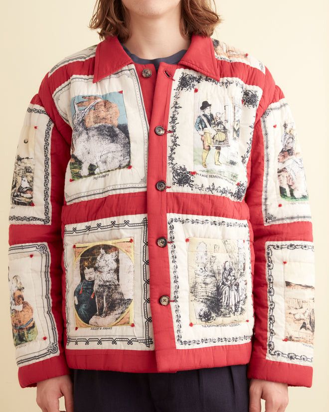 BODE Storytime graphic-print down jacket - Red