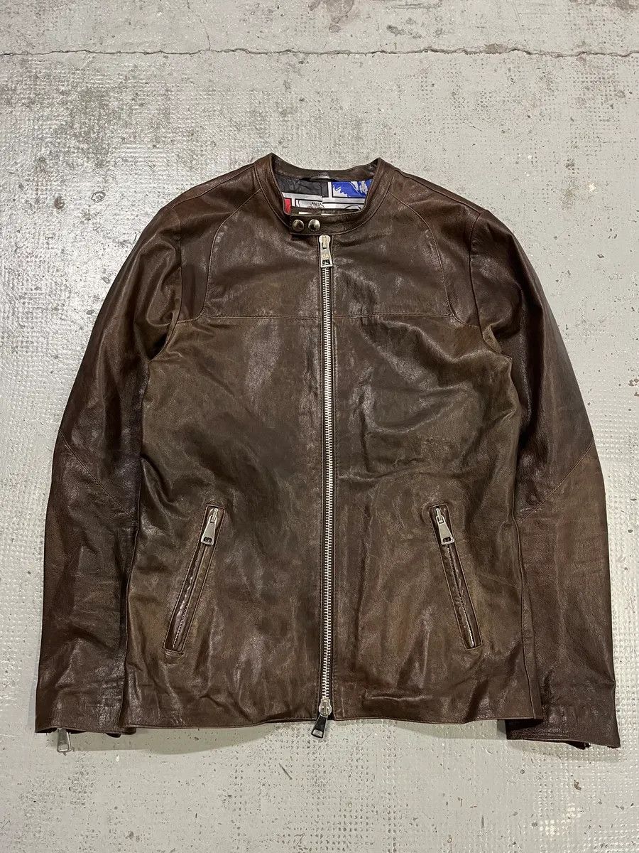 Daniele Alessandrini 2000s Daniele Alessandrini Biker Brown Leather Jacket Size US S / EU 44-46 / 1 - 4 Thumbnail
