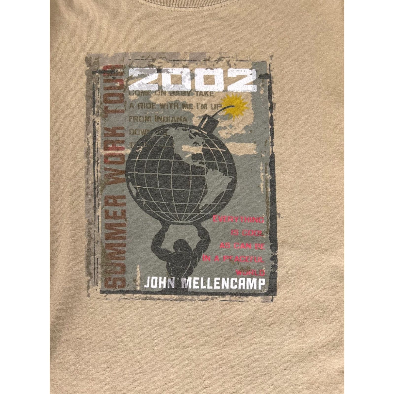 Anvil John Mellencamp 2002 Summer Tour T-Shirt Large Tan Anvil Vintage Rock Concert T Size US L / EU 52-54 / 3 - 4 Thumbnail