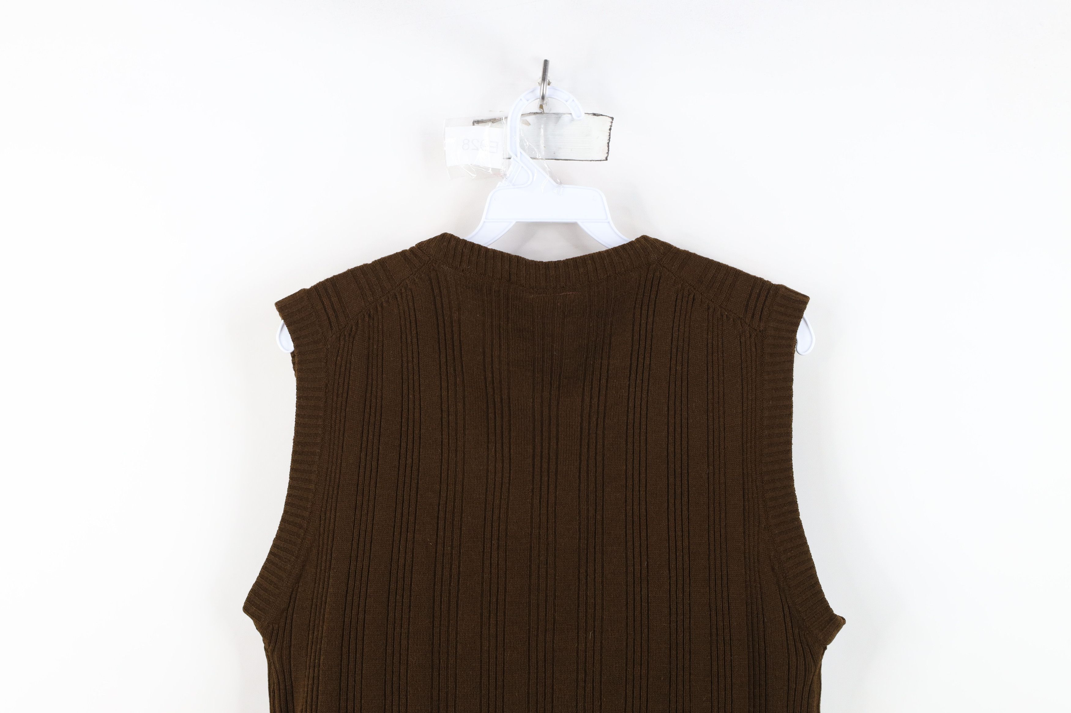 Vintage Vintage 70s Streetwear Chunky Ribbed Knit Sweater Vest Brown Size L / US 10 / IT 46 - 9 Thumbnail