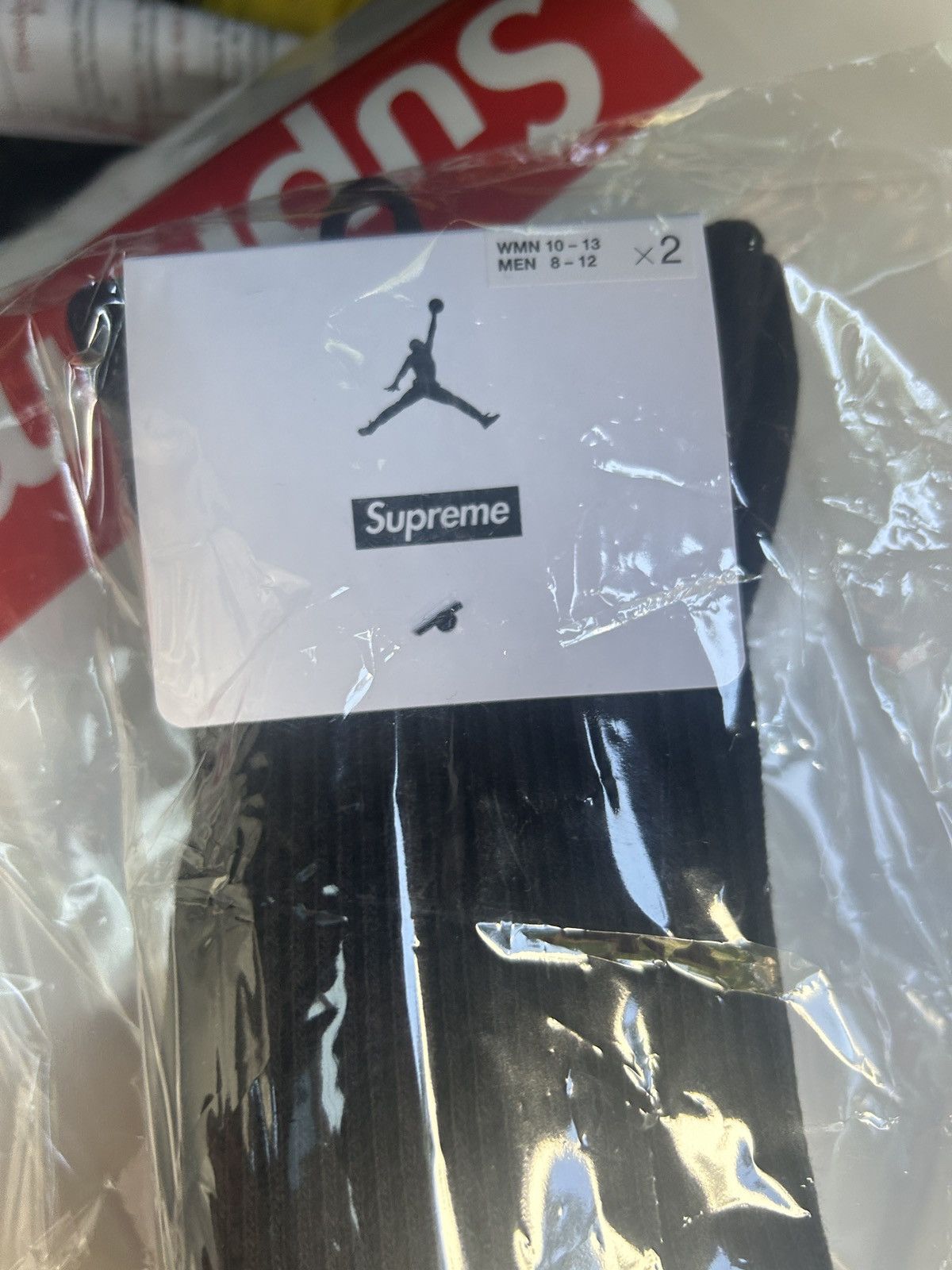 Jordan Brand × Supreme Suprmee Jordan socks 2pack black large Size ONE SIZE - 2 Thumbnail