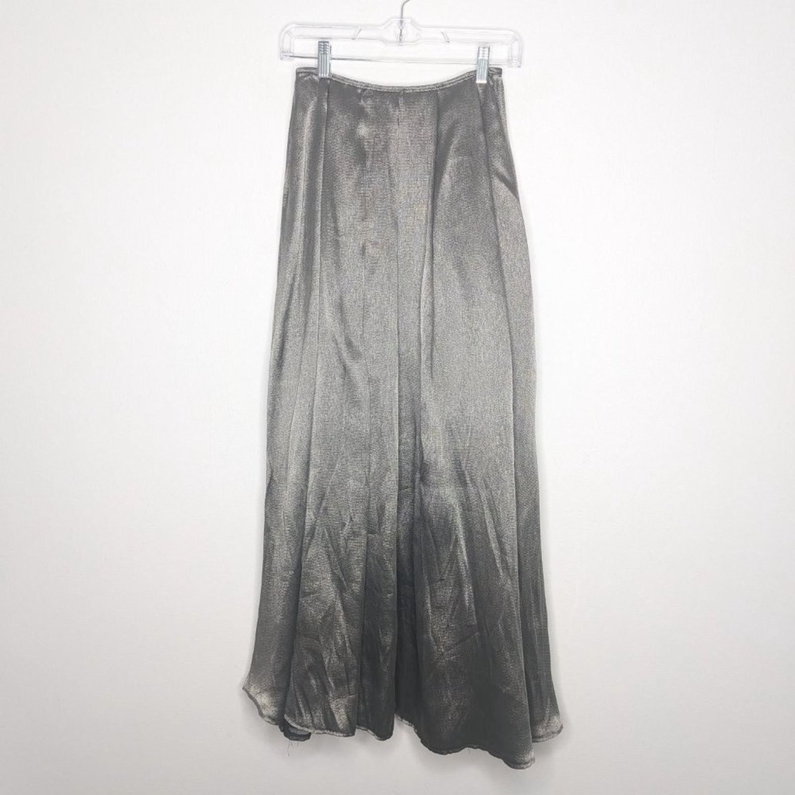 Vintage Carmen Marc Valvo Vintage 90's Silver Shimmery Pleated Skirt Size 26" / US 2 / IT 38 - 2 Thumbnail