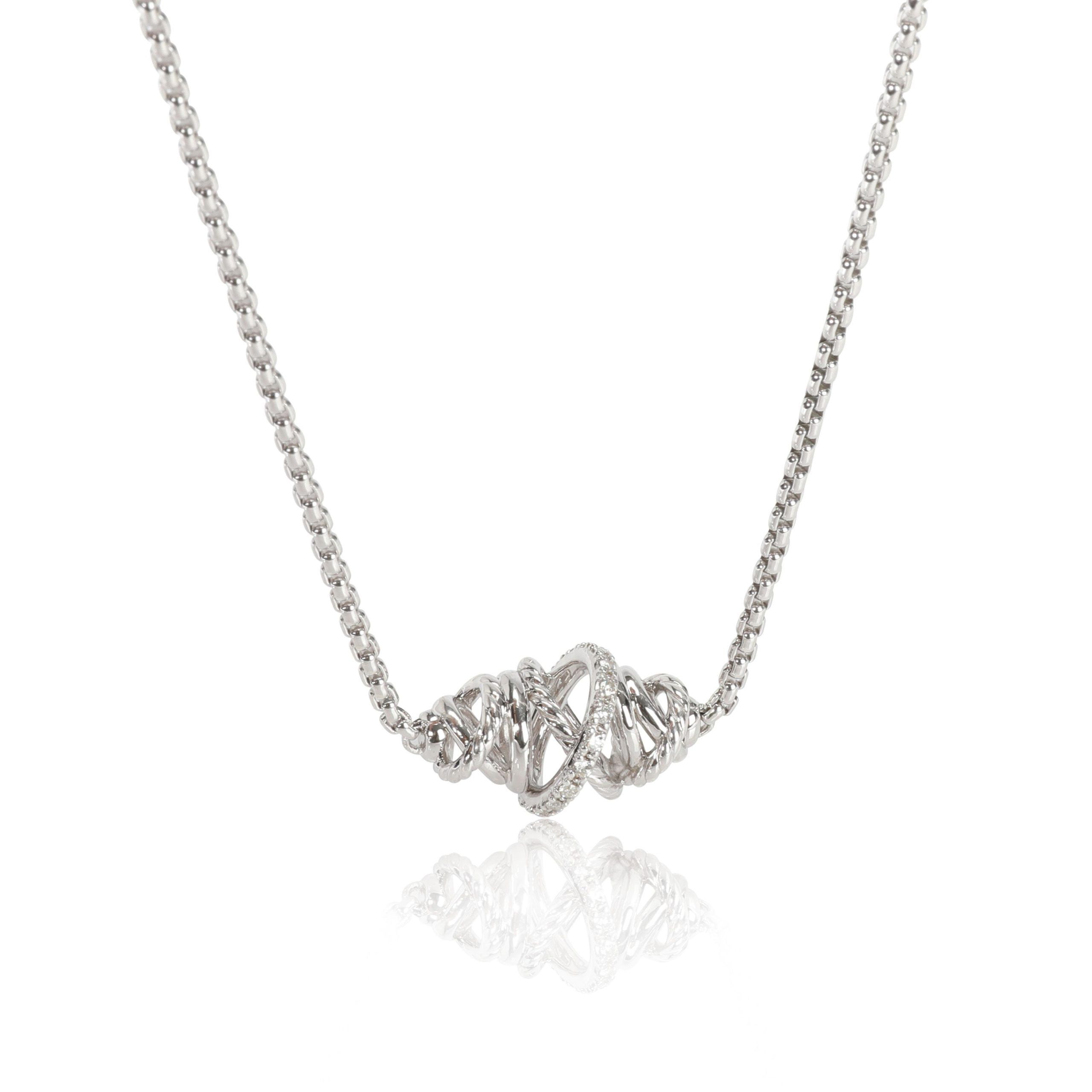David Yurman Crossover Single Station Diamond Necklace in Sterling Silver 0.11
