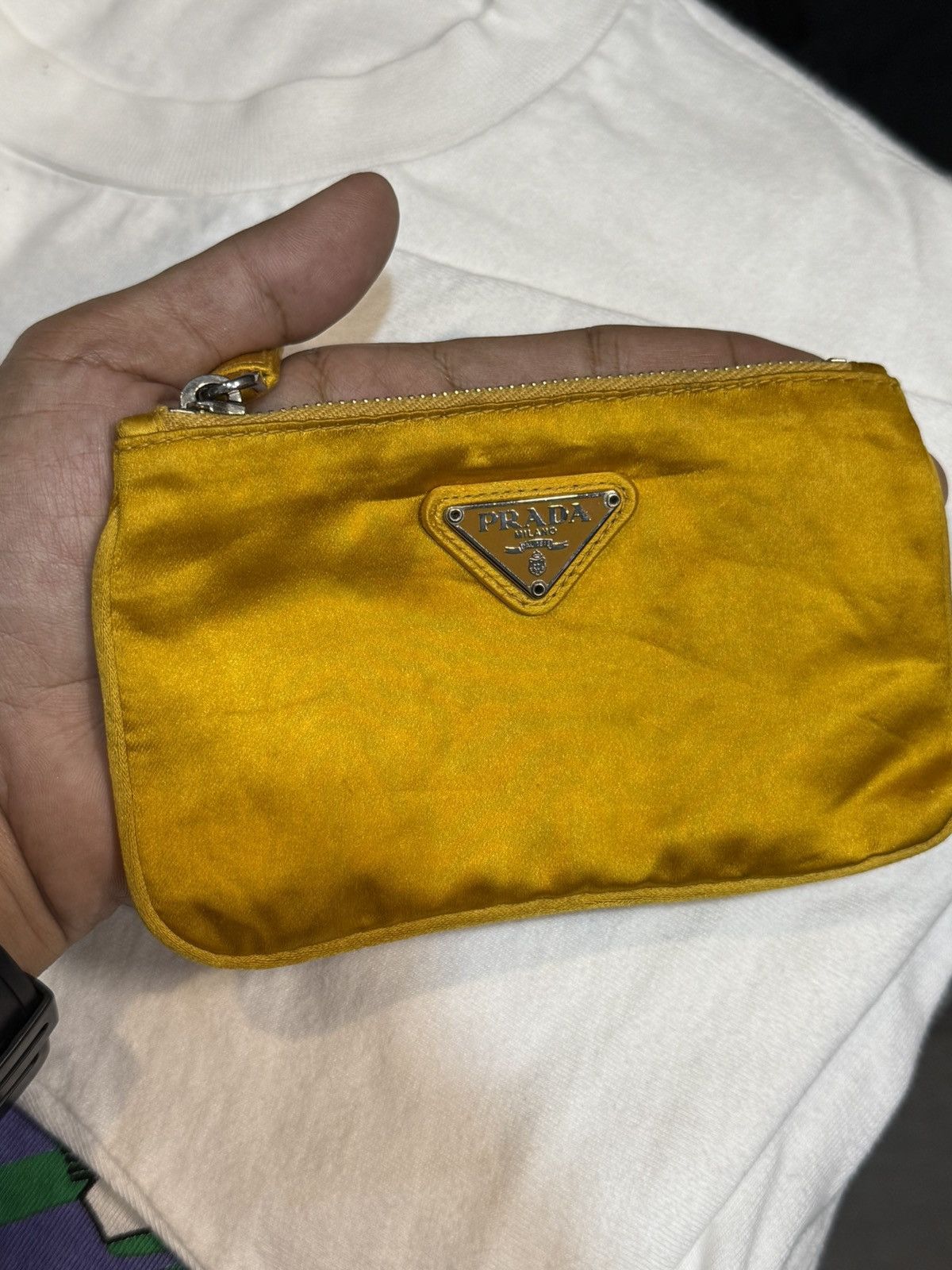 Prada Prada Pouch Clutch TESSUTO Giallo Fluo Nylon Neon Yellow Size ONE SIZE - 17 Thumbnail