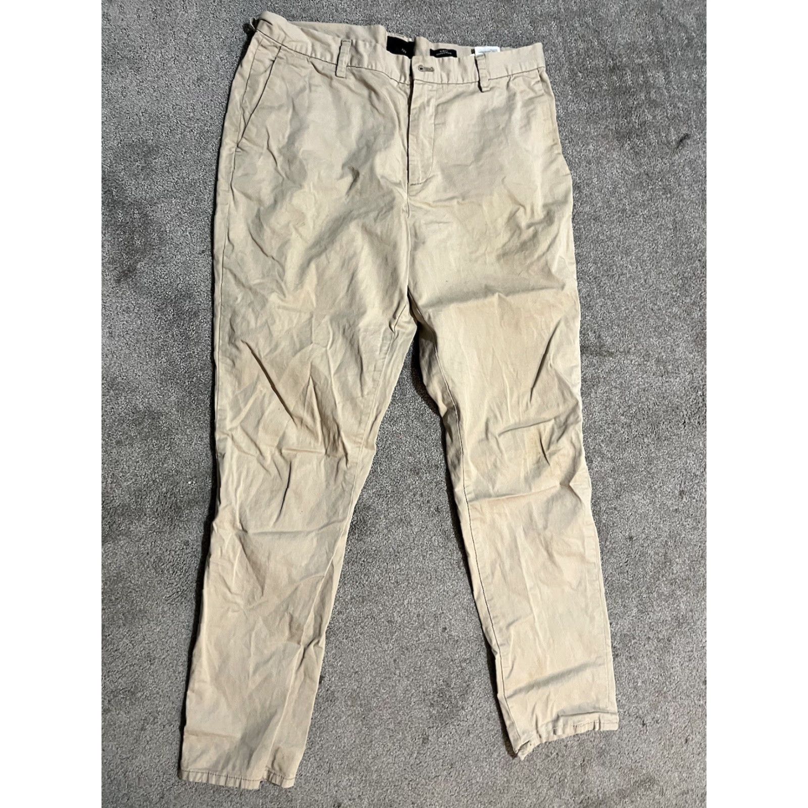 H&M H&M Men's Slim Fit Chino Pants Beige Flat Front 33R Slim Waist 33 Inseam 30 Regular Size Pants Men Shirt? Size US 33 - 2 Thumbnail