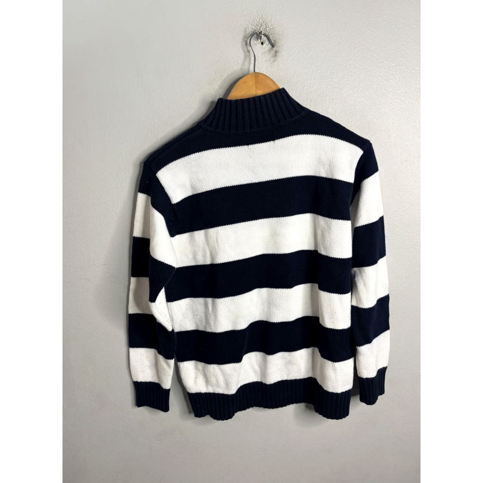 Ralph Lauren VINTAGE Lauren Ralph Lauren Sweater Womens Petite P Navy White Stripe 1/4 Zip Logo Size S / US 4 / IT 40 - 5 Thumbnail