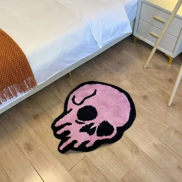 Japanese Brand Hamaoka x Asada Pink Melting Skull Tufting Rug Size ONE SIZE - 5 Thumbnail