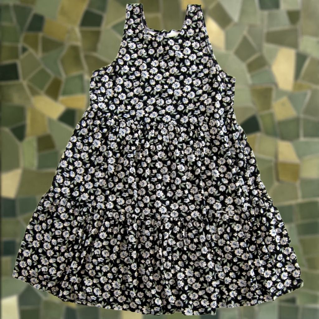 American Eagle Outfitters American Eagle Outfitters Dress Sundress Tank Dress Floral 100% Rayon Black Blue Green White S Women's Small Size S / US 4 / IT 40 - 1 Thumbnail