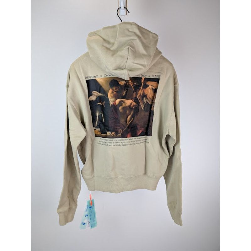 Off-White o1rshd1 Caravagg Crowning Over Hoodie in Dark Sand / Black Size US M / EU 48-50 / 2 - 1 Thumbnail