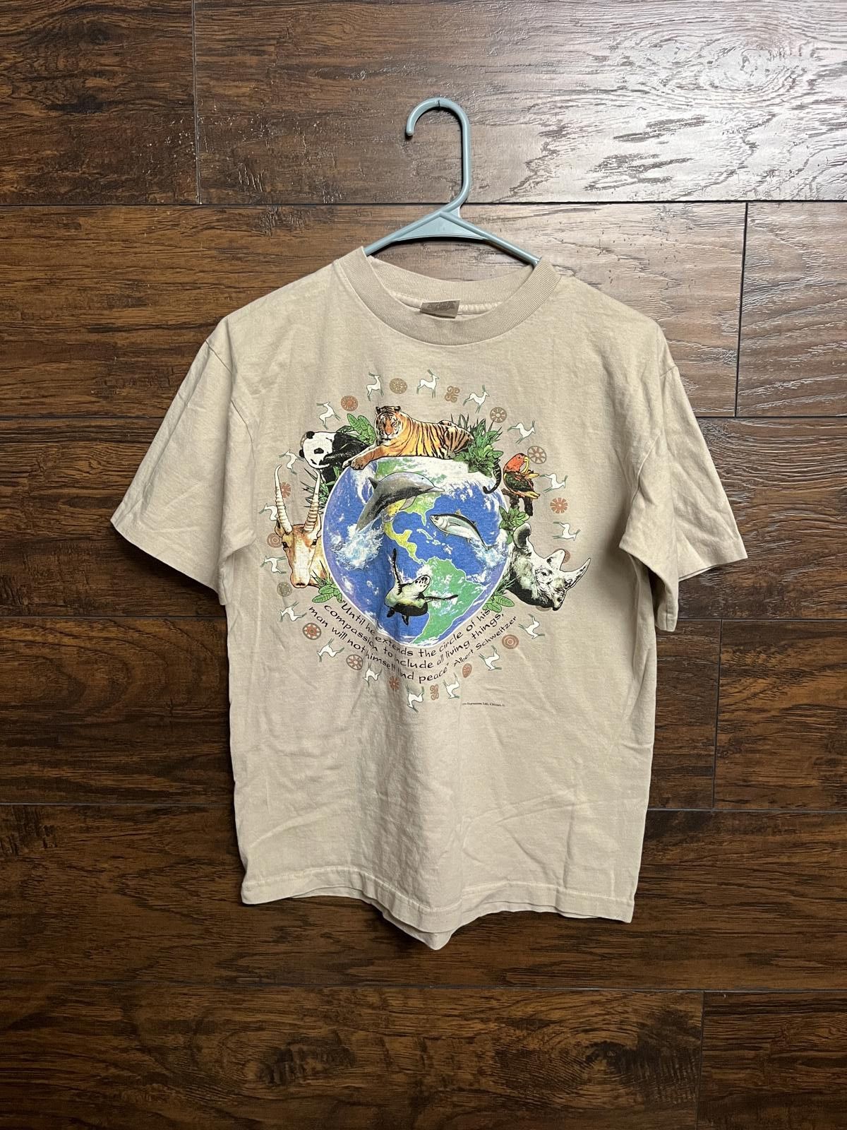 Designer VTG Save the Planet T-shirt Earth Albert Schweitzer Tee 1997 Size US M / EU 48-50 / 2 - 1 Thumbnail