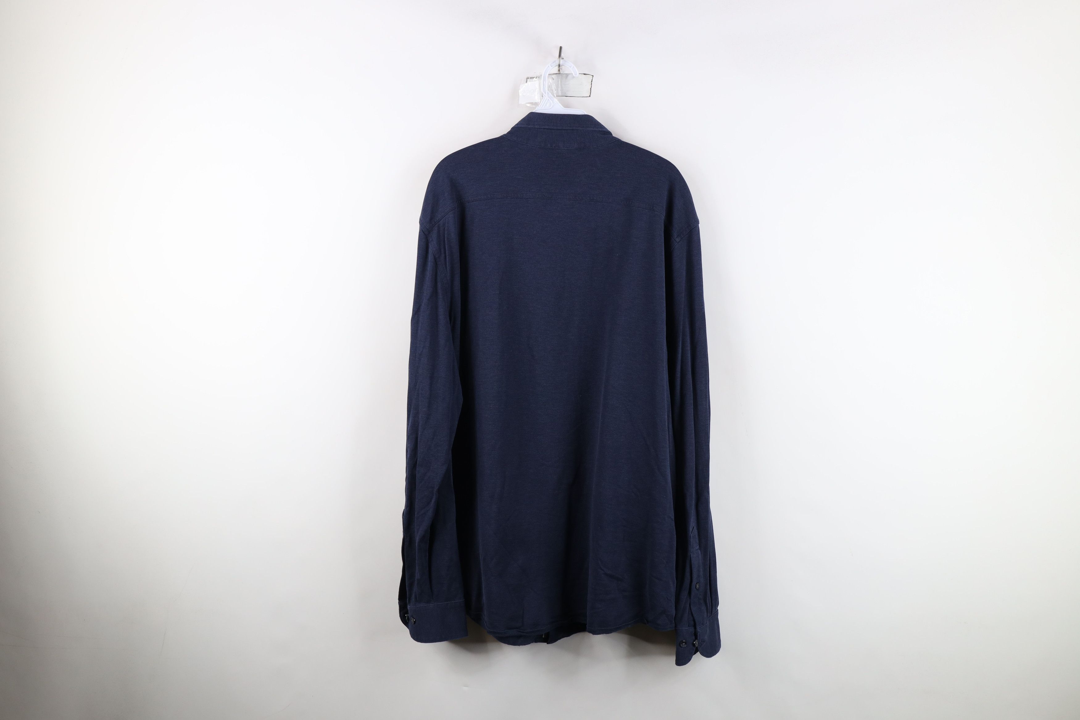 Brooks Brothers Brooks Brothers Cotton Knit Collared Button Down Shirt Blue Size US XL / EU 56 / 4 - 13 Thumbnail