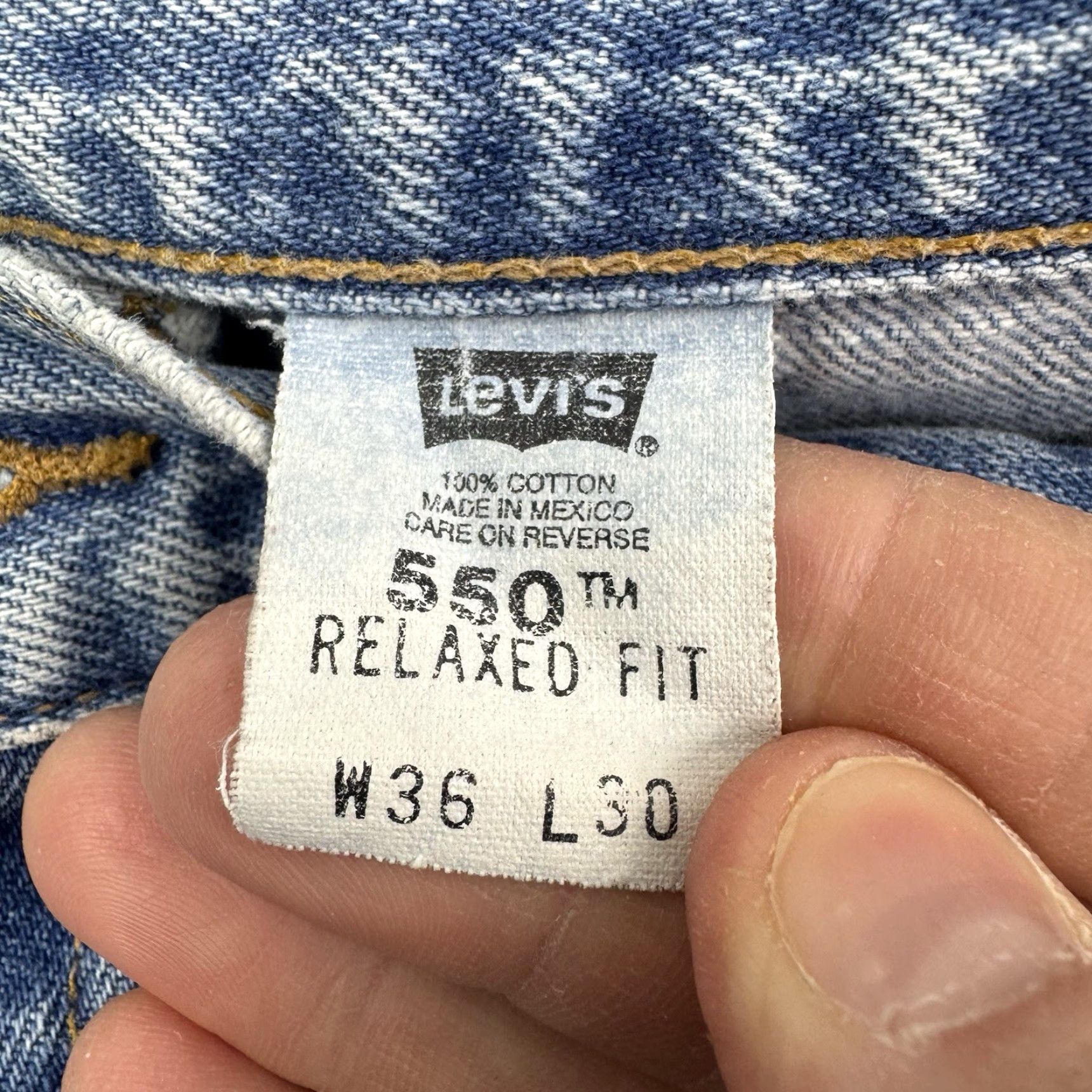 Levi's VINTAGE Levi's 550 Jeans Mens Adult 36x30 Relaxed Light Wash 90s Hipster Straight Blue Cotton Size US 36 / EU 52 - 5 Thumbnail