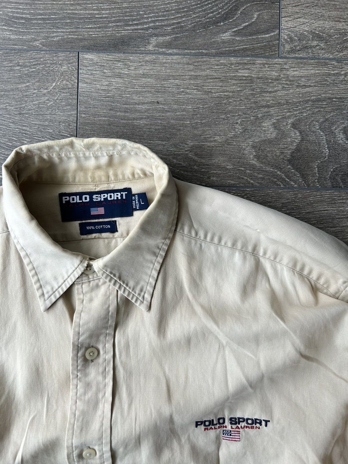 Polo Ralph Lauren Vintage Polo Sport Beige Shirt Size US L / EU 52-54 / 3 - 2 Thumbnail