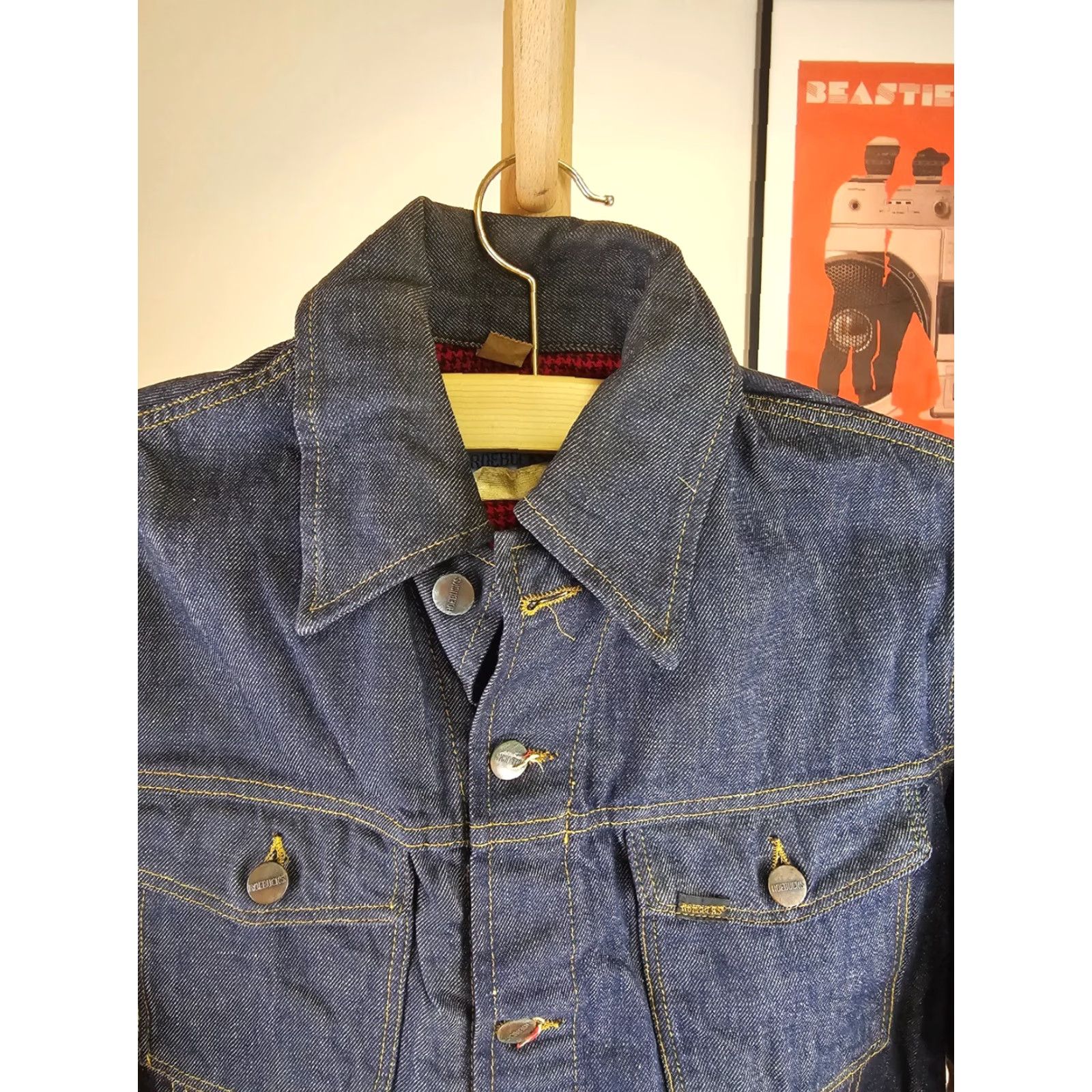 Sears VINTAGE SEARS RODEOBUCKS DENIM CHECK FLANEL LINING JACKET SZ 36 Mens Denim Jacket 50s Blue Bomber Old School Size US XXS / EU 40 - 2 Thumbnail