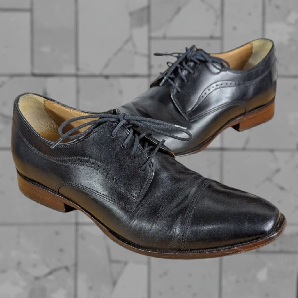 Johnston Murphy Cap Toe Oxford Shoes Mens M Black Leather